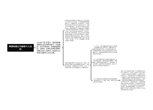 啤酒有限公司销售个人总结