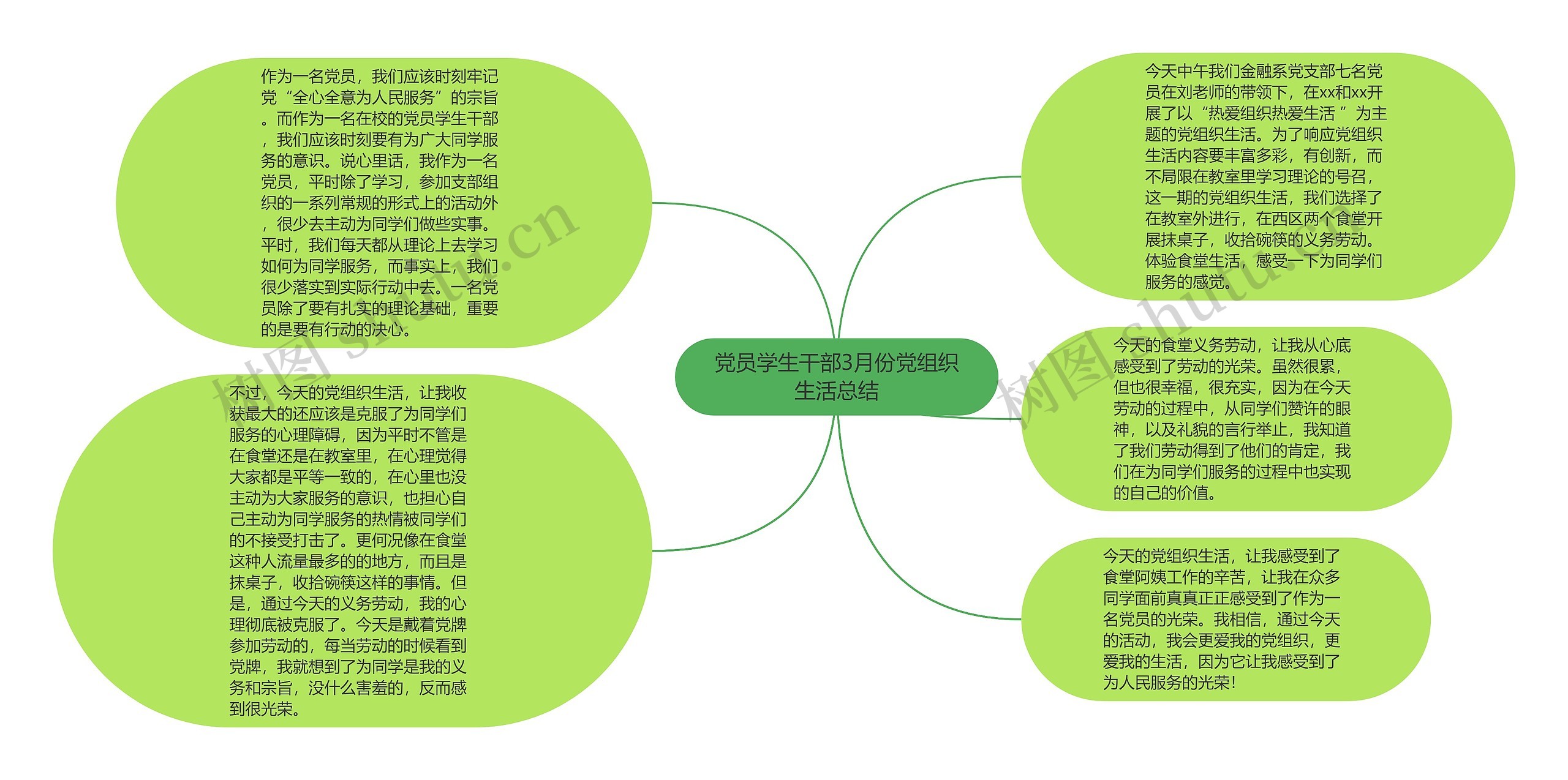 党员学生干部3月份党组织生活总结思维导图