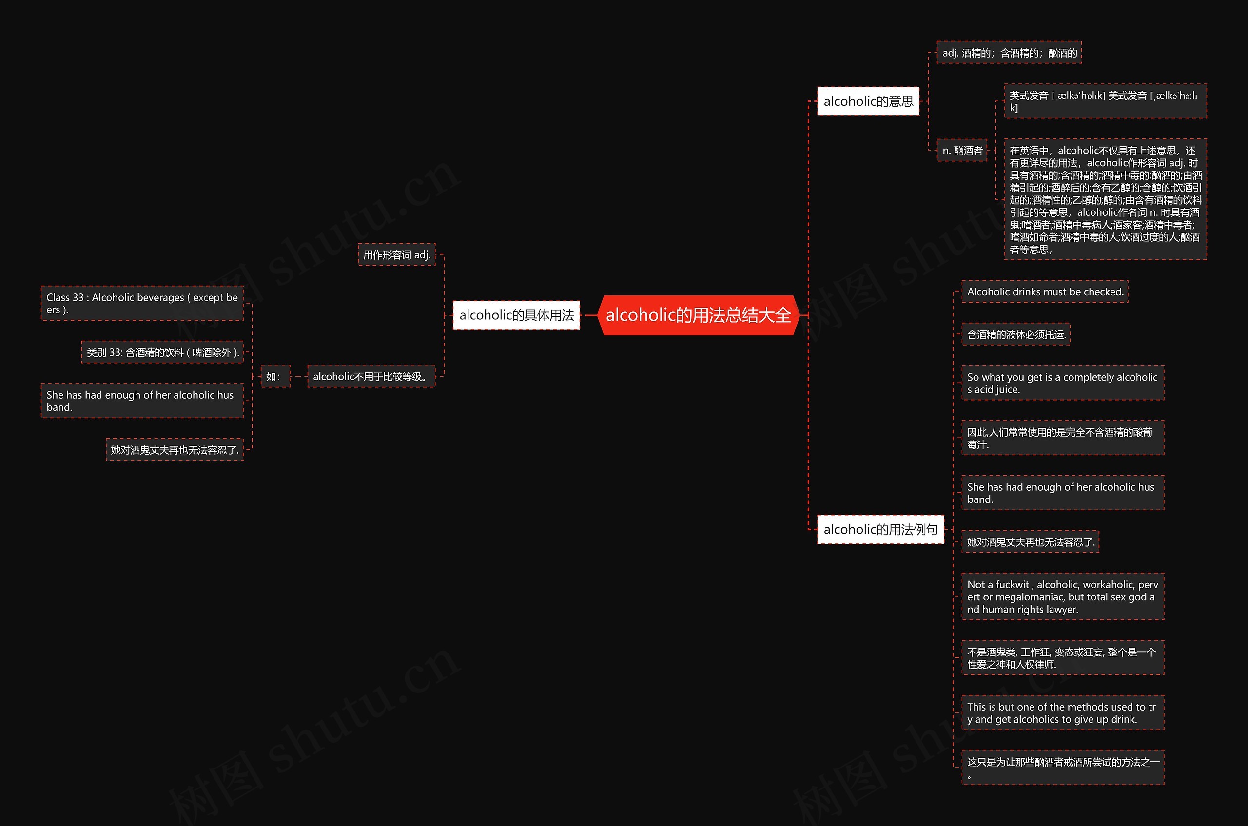 alcoholic的用法总结大全思维导图