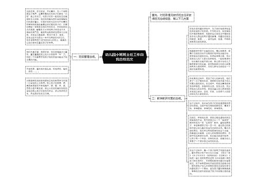 幼儿园小班班主任工作自我总结范文