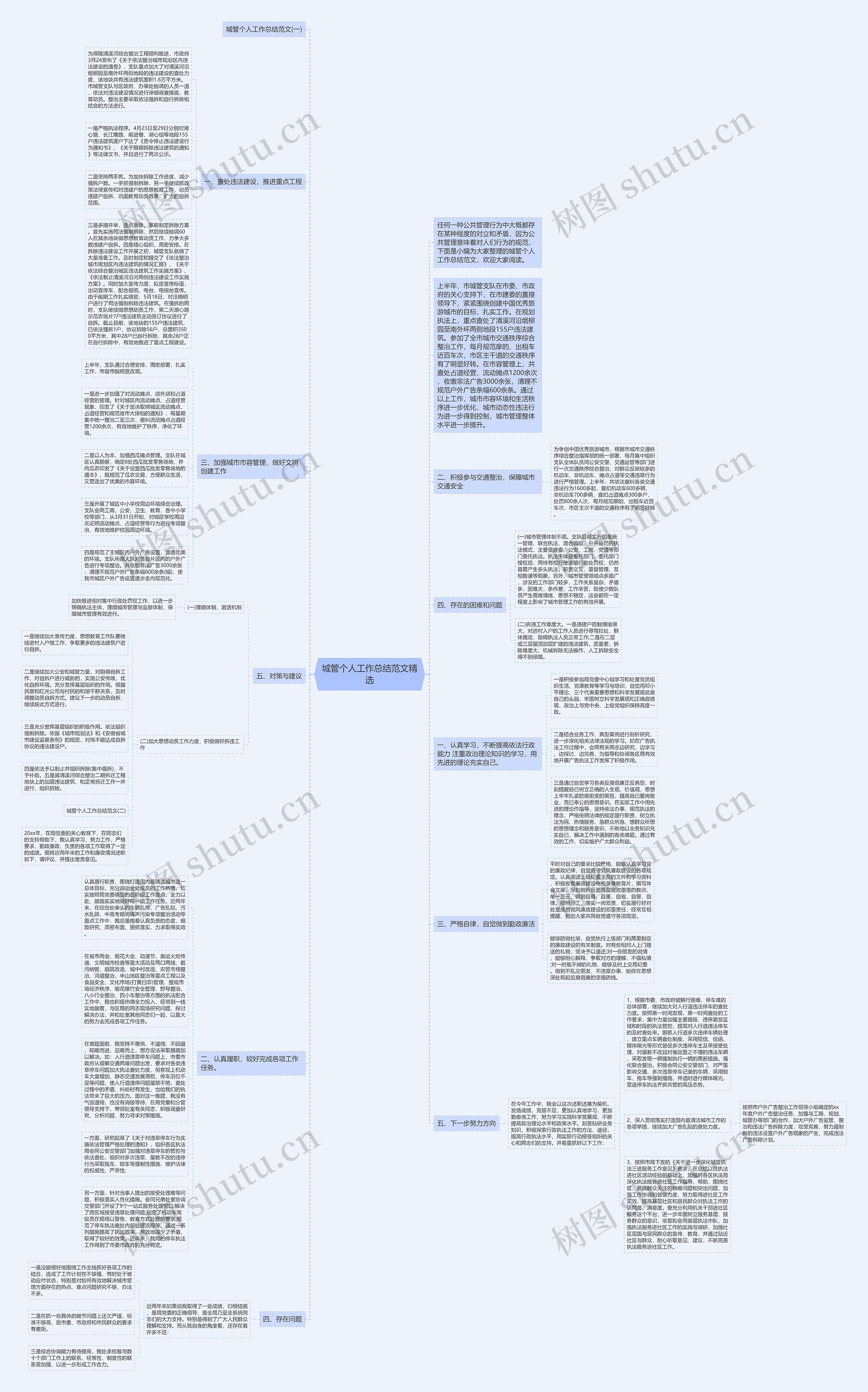 城管个人工作总结范文精选思维导图