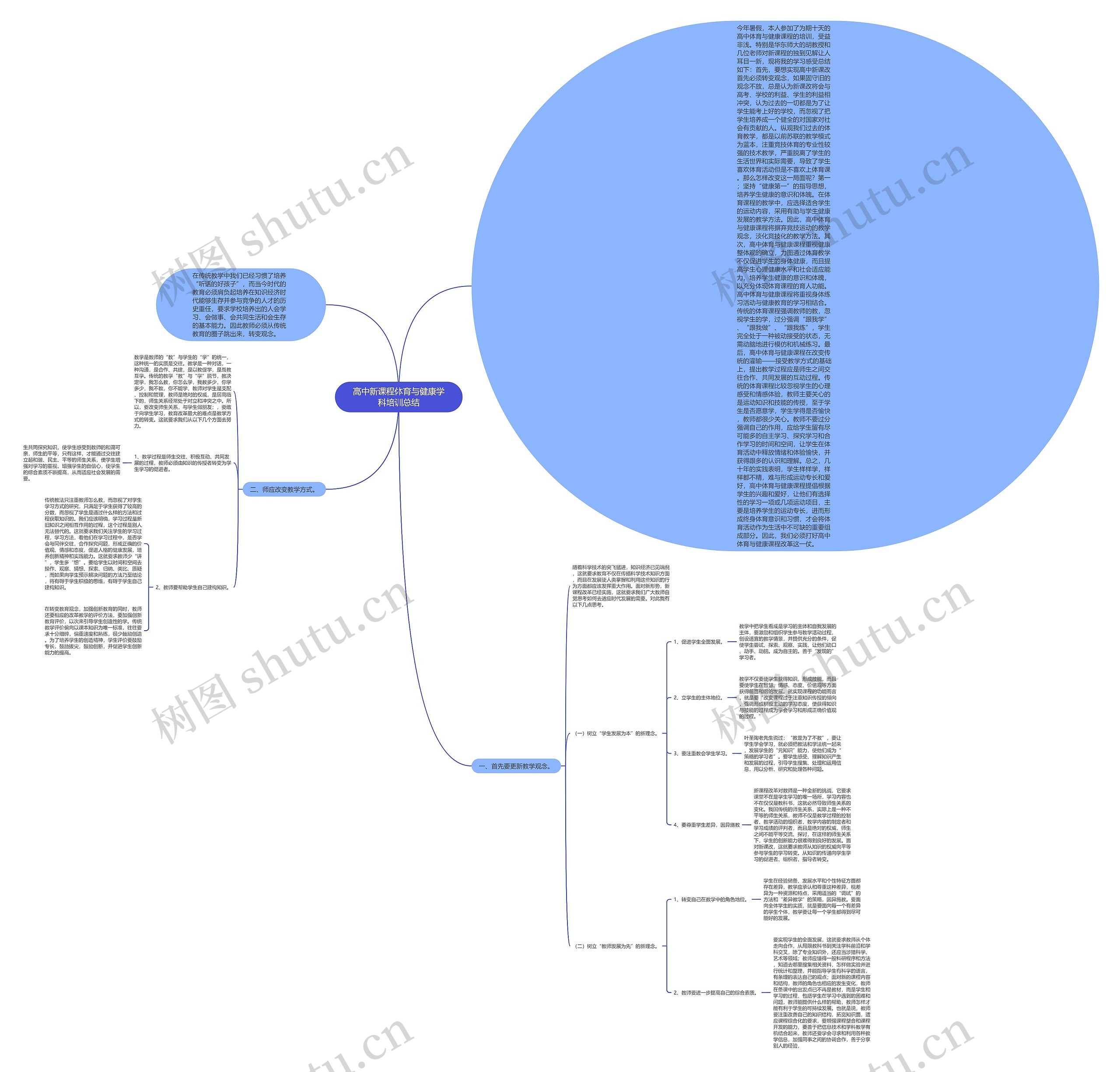 高中新课程体育与健康学科培训总结思维导图
