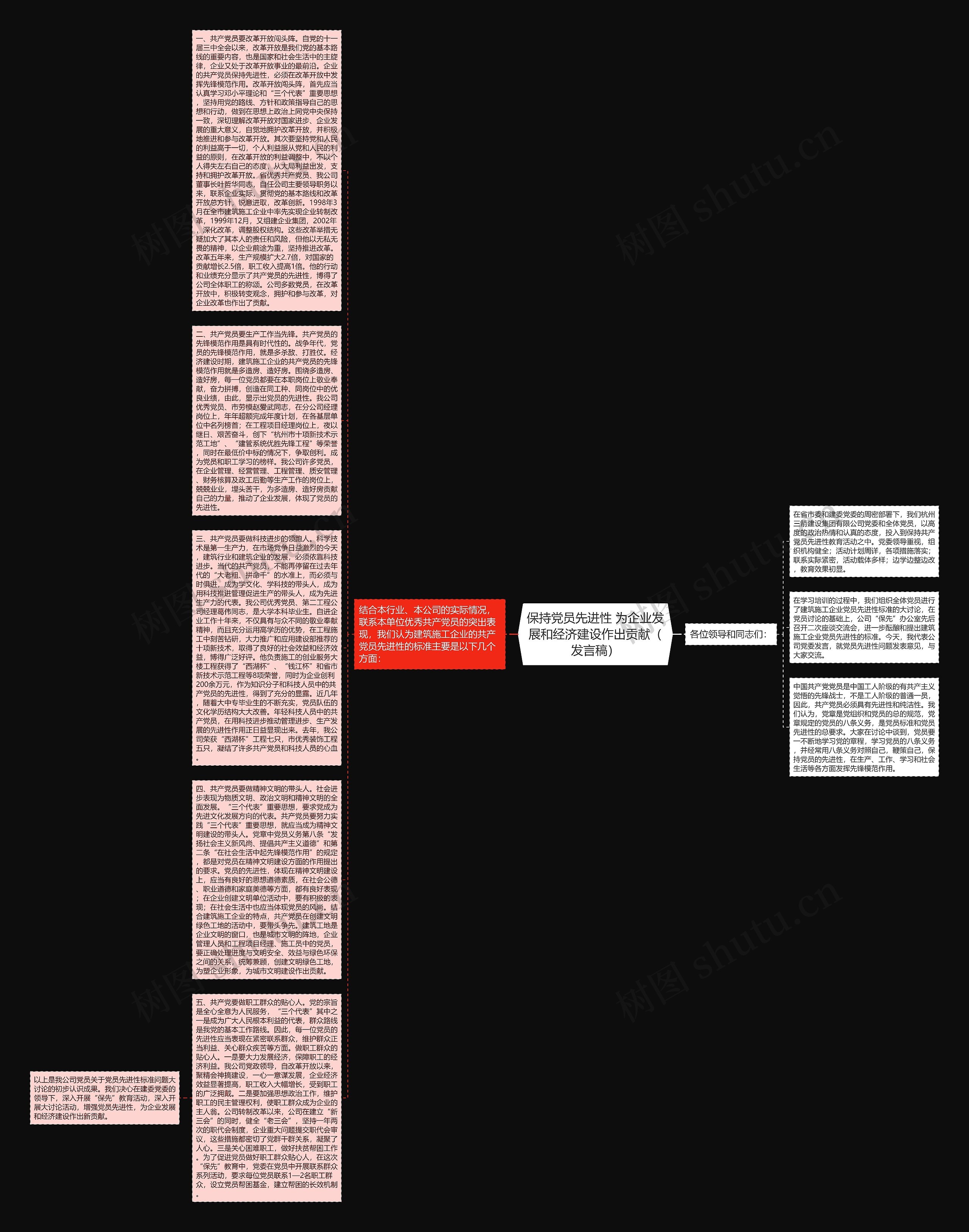 保持党员先进性 为企业发展和经济建设作出贡献（发言稿）