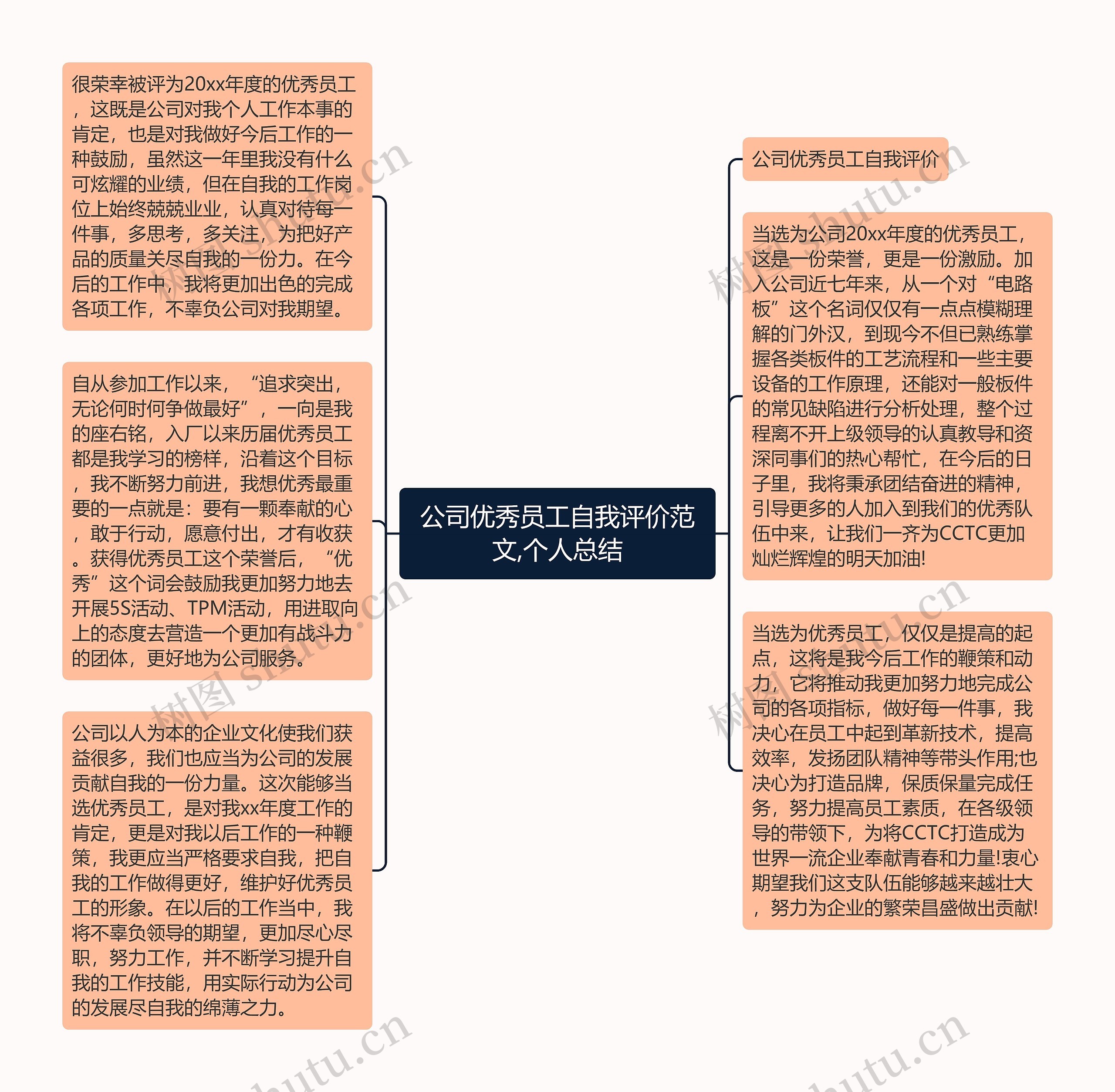 公司优秀员工自我评价范文,个人总结思维导图