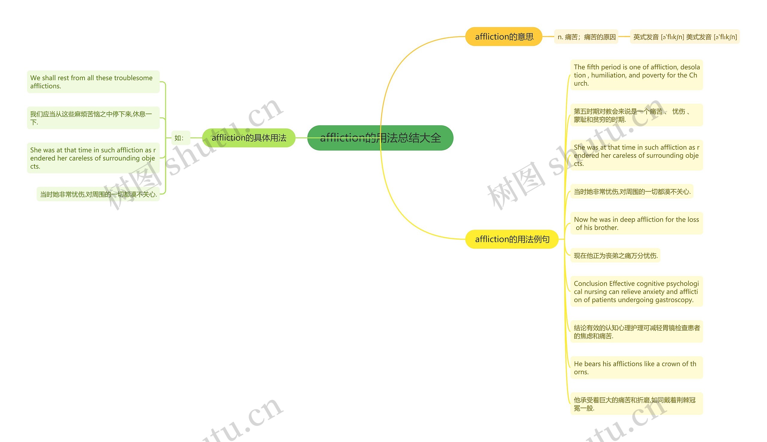 affliction的用法总结大全思维导图