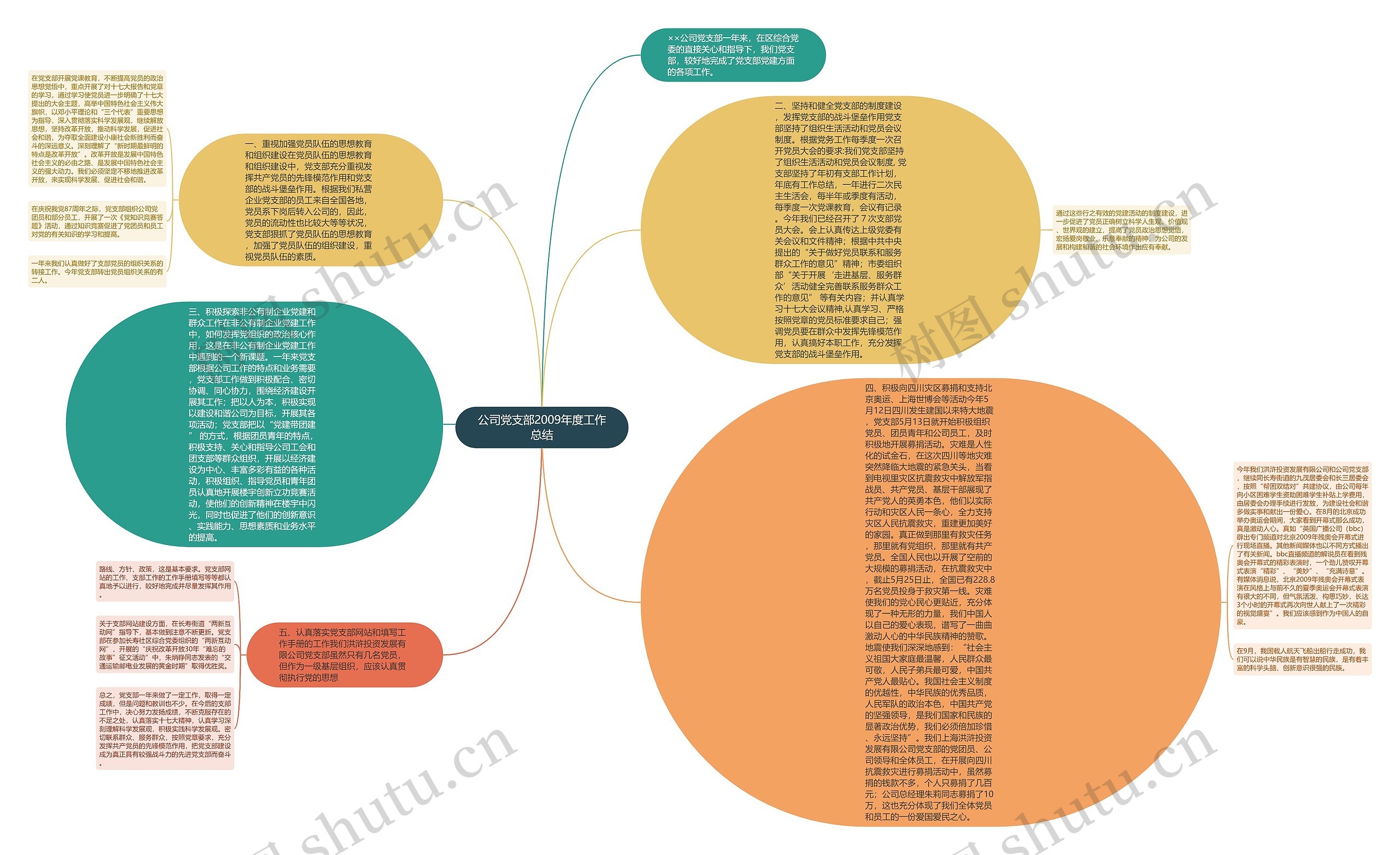 公司党支部2009年度工作总结思维导图