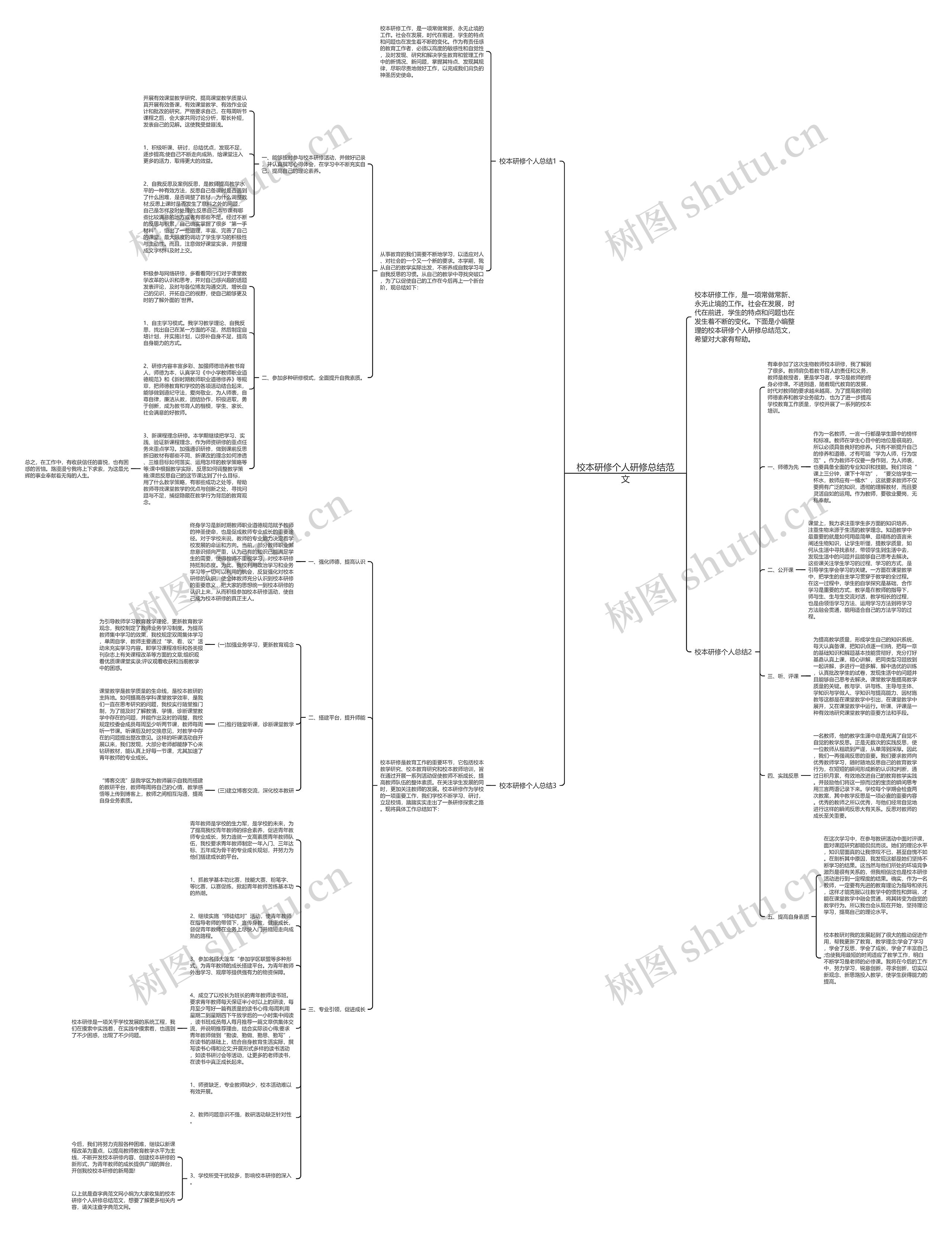 校本研修个人研修总结范文思维导图