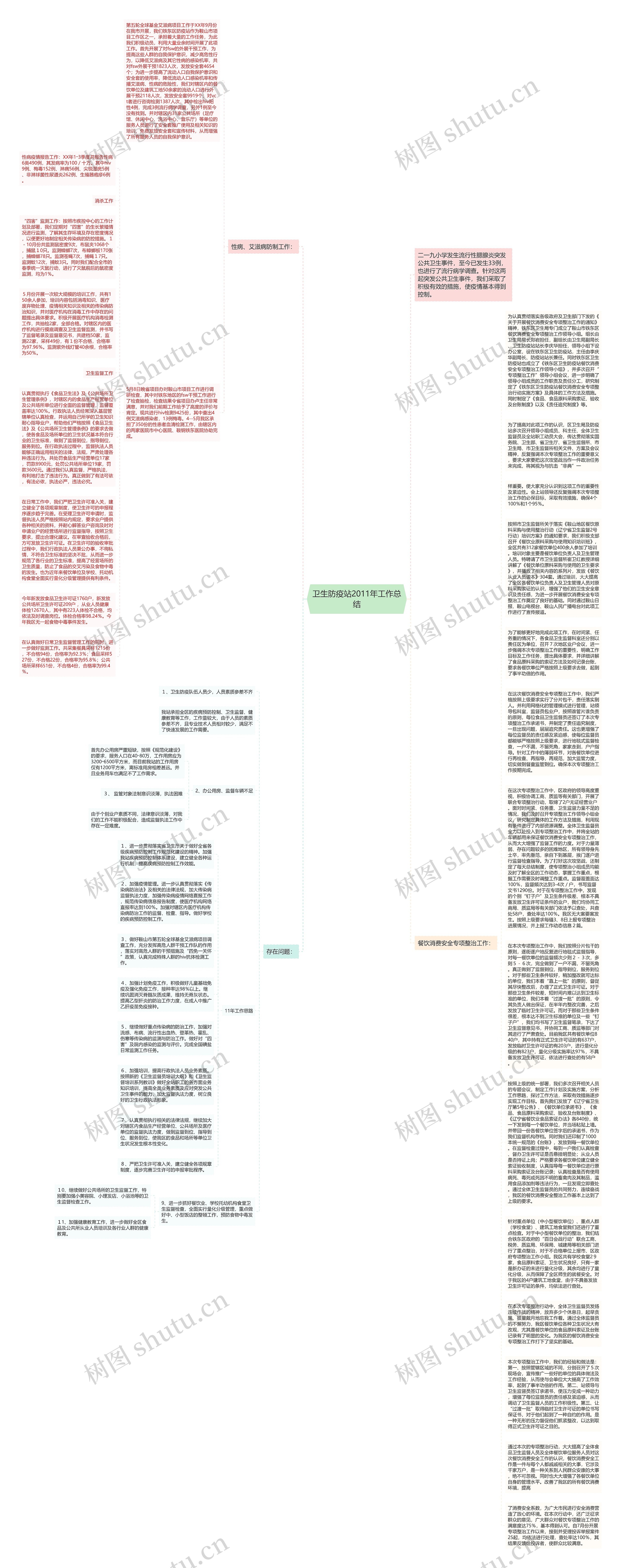 卫生防疫站2011年工作总结思维导图