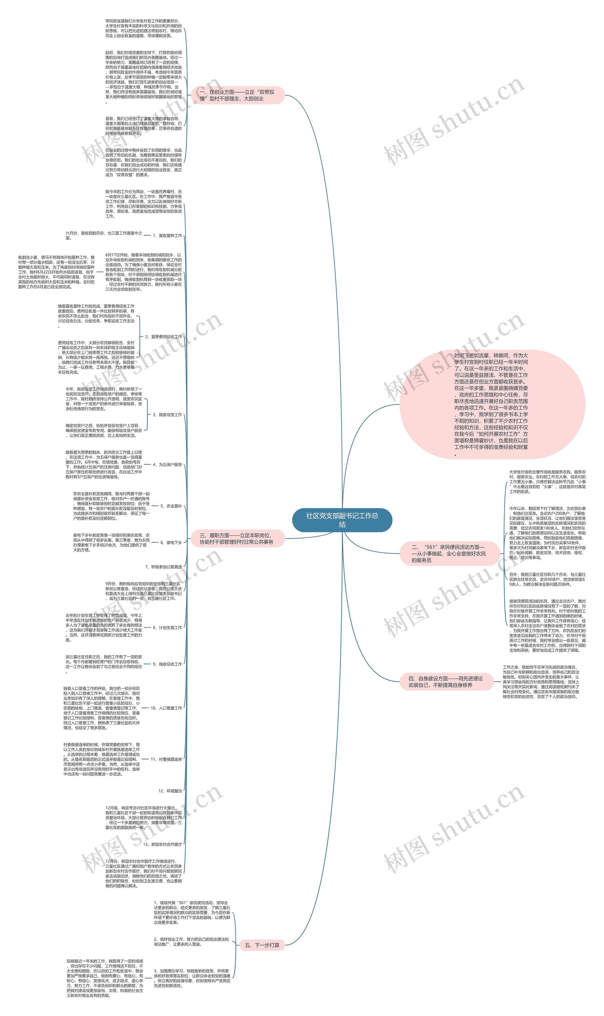 社区党支部副书记工作总结思维导图