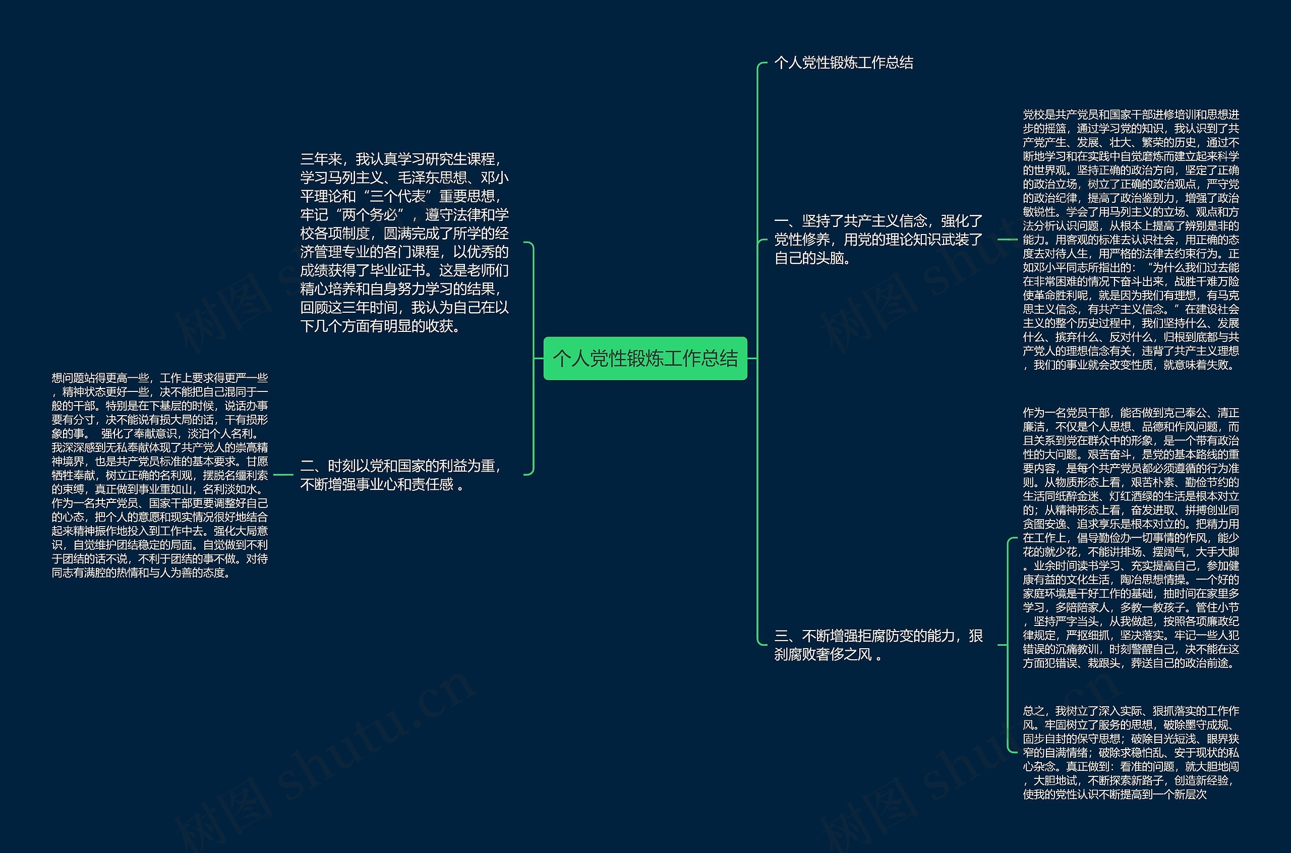 个人党性锻炼工作总结思维导图