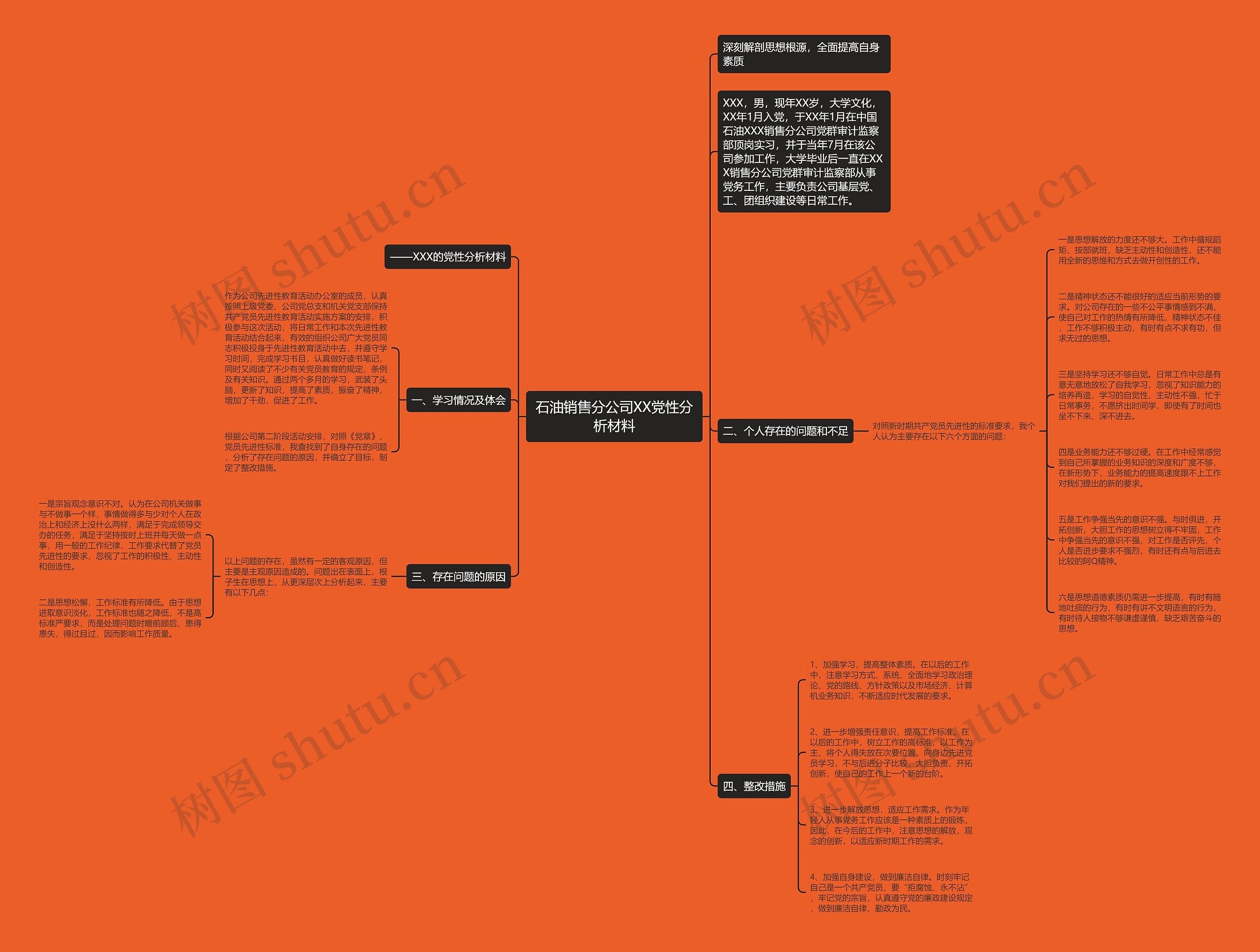 石油销售分公司XX党性分析材料思维导图