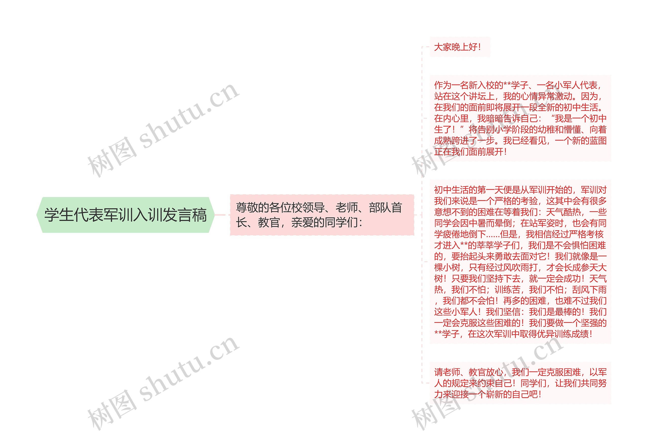 学生代表军训入训发言稿思维导图