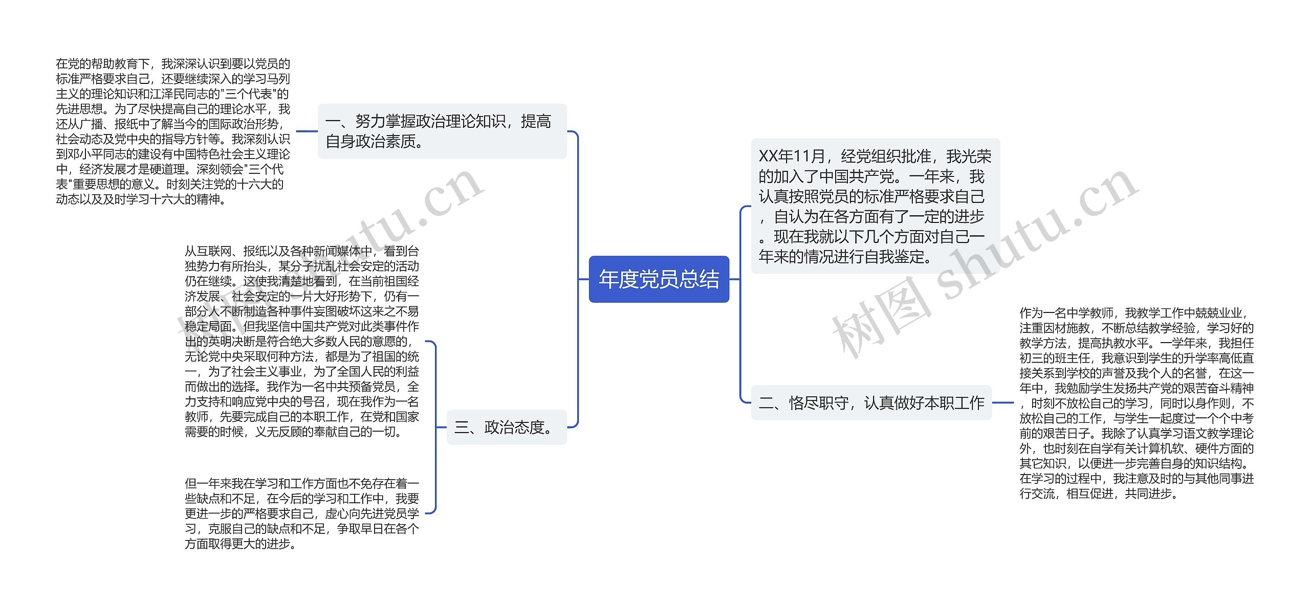 年度党员总结思维导图