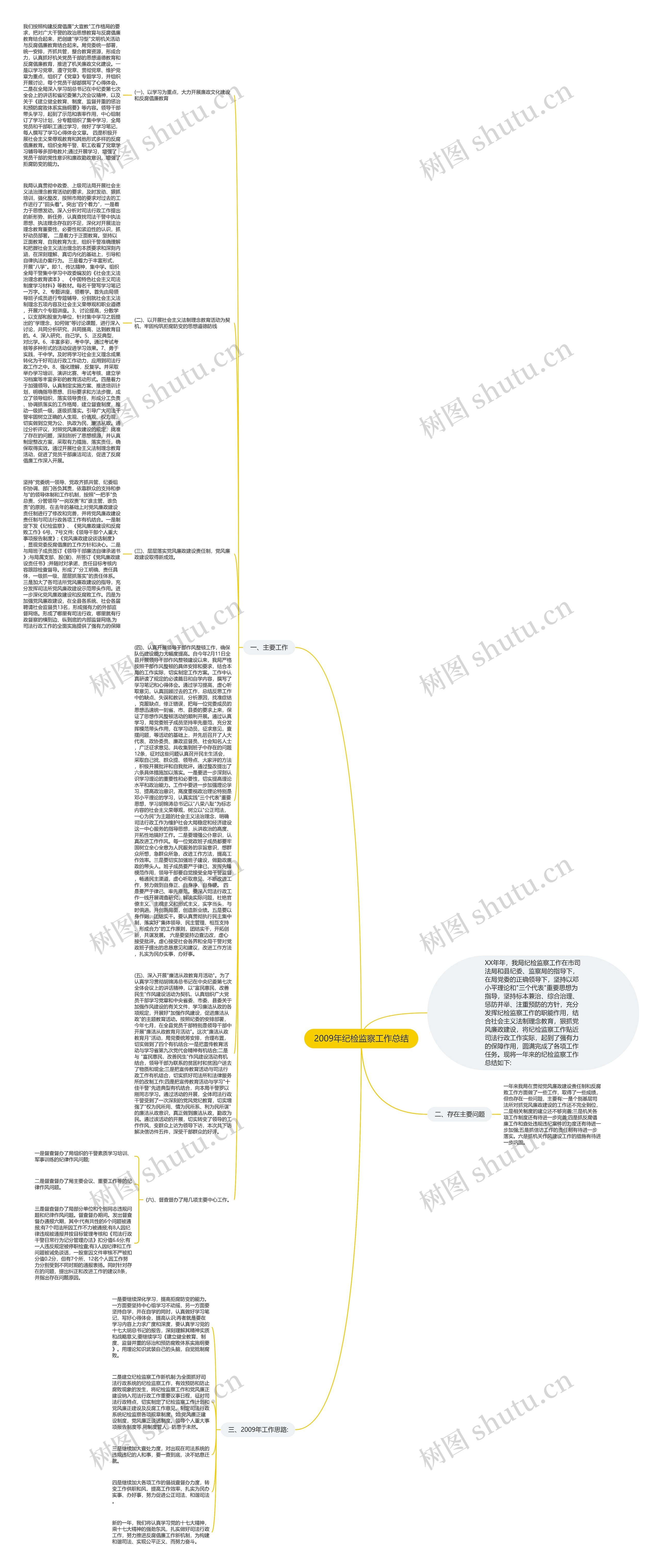 2009年纪检监察工作总结思维导图