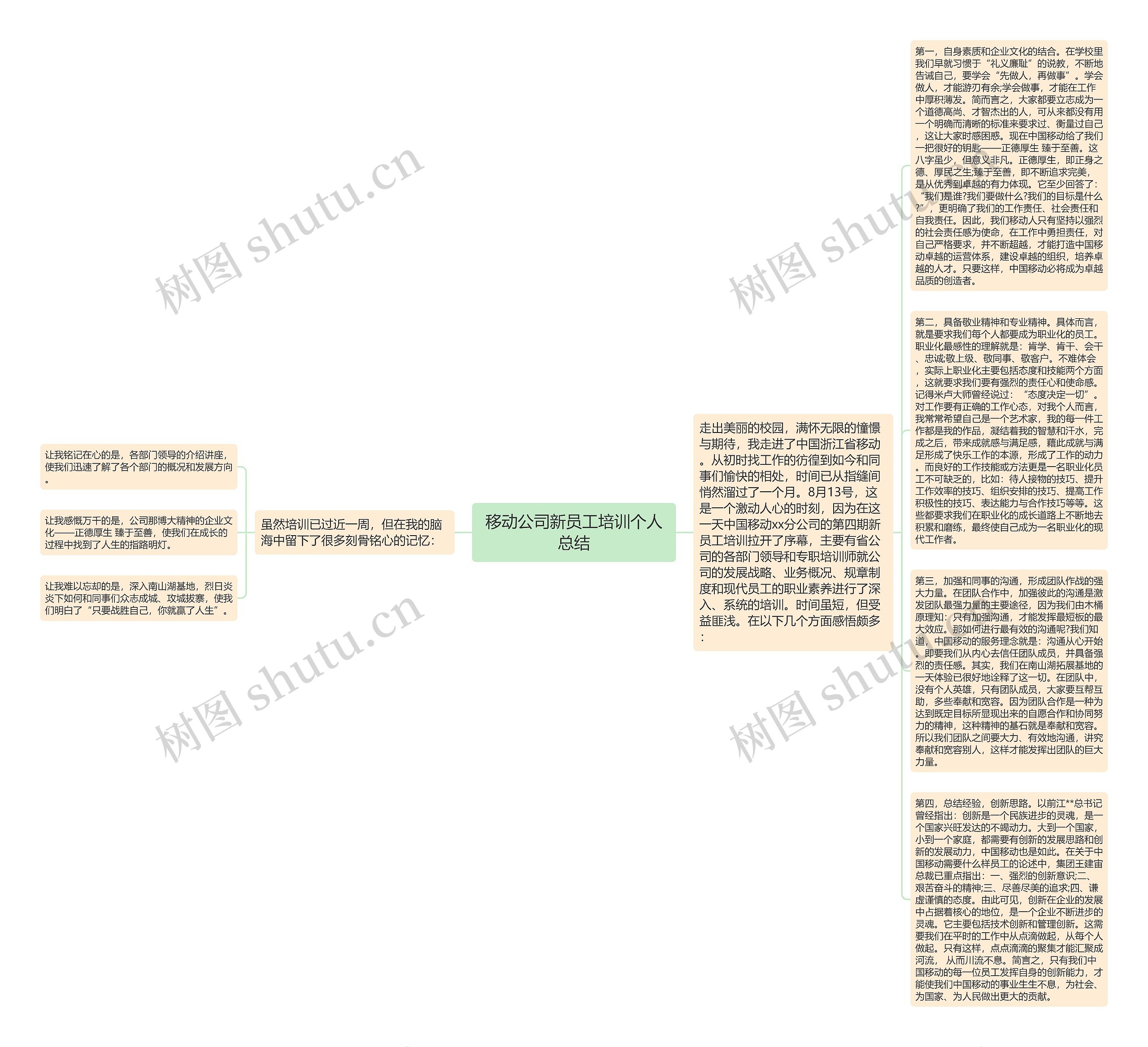 移动公司新员工培训个人总结思维导图