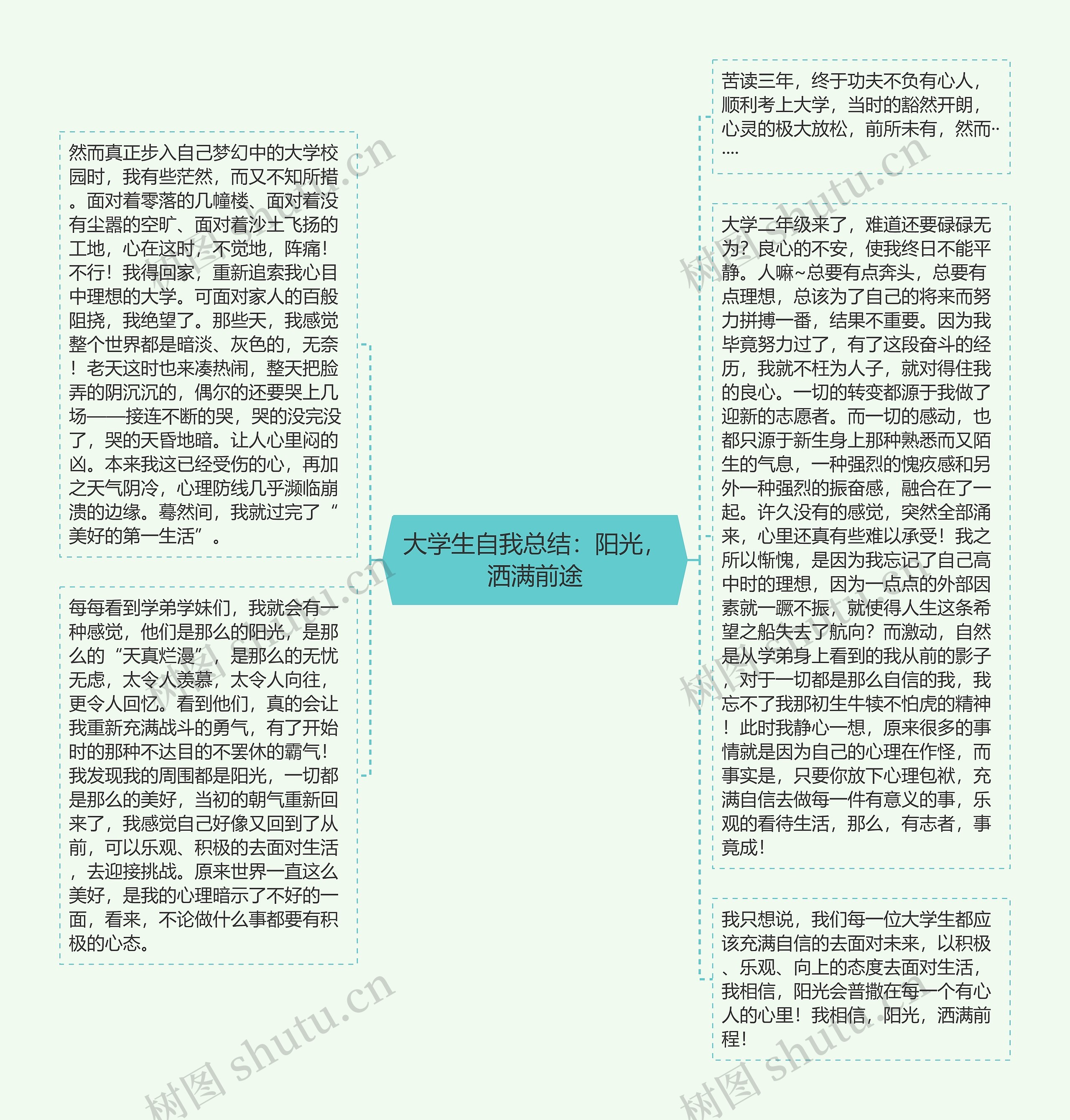 大学生自我总结：阳光，洒满前途思维导图