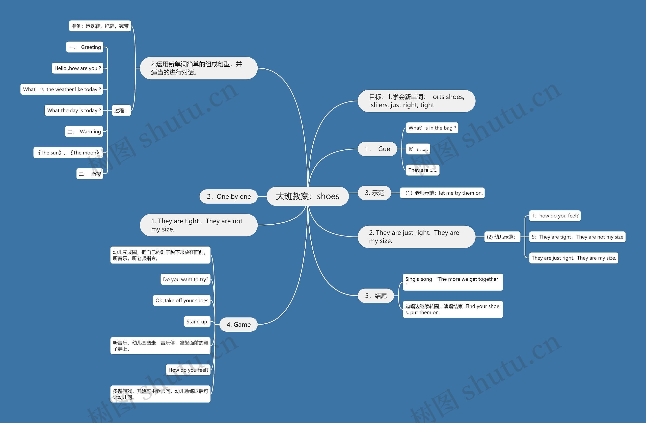 大班教案：shoes思维导图