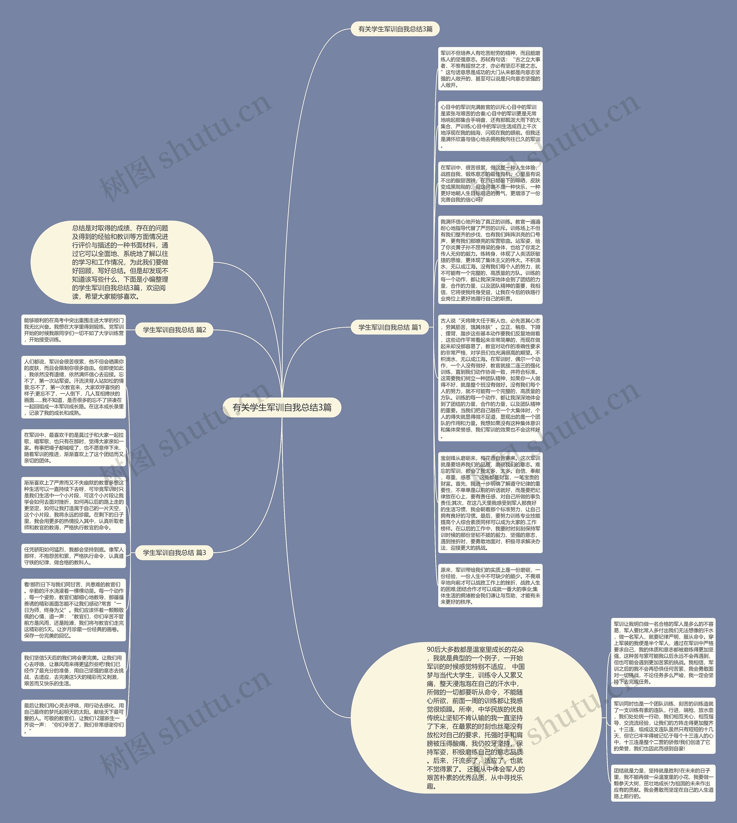 有关学生军训自我总结3篇思维导图