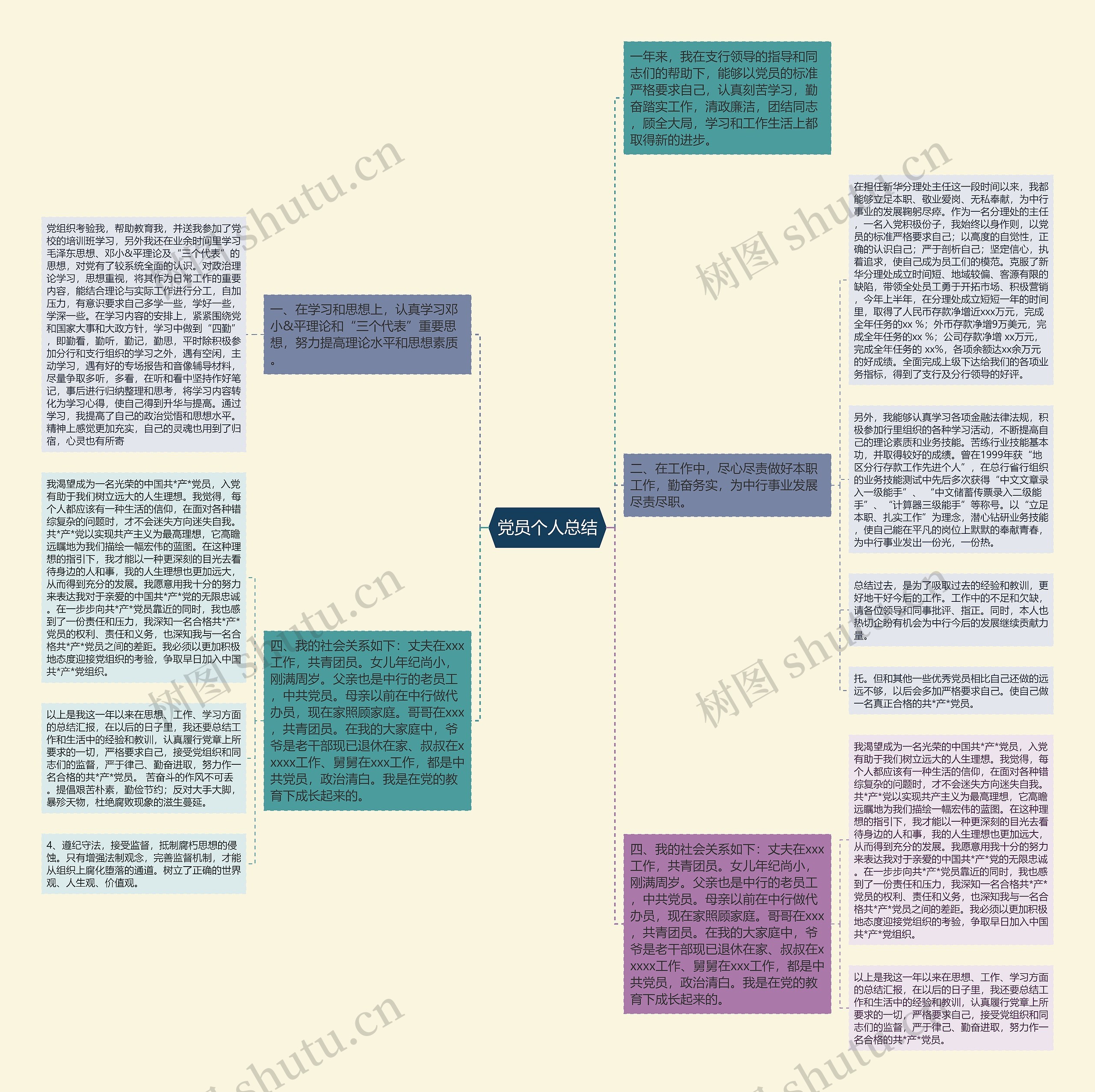 党员个人总结思维导图