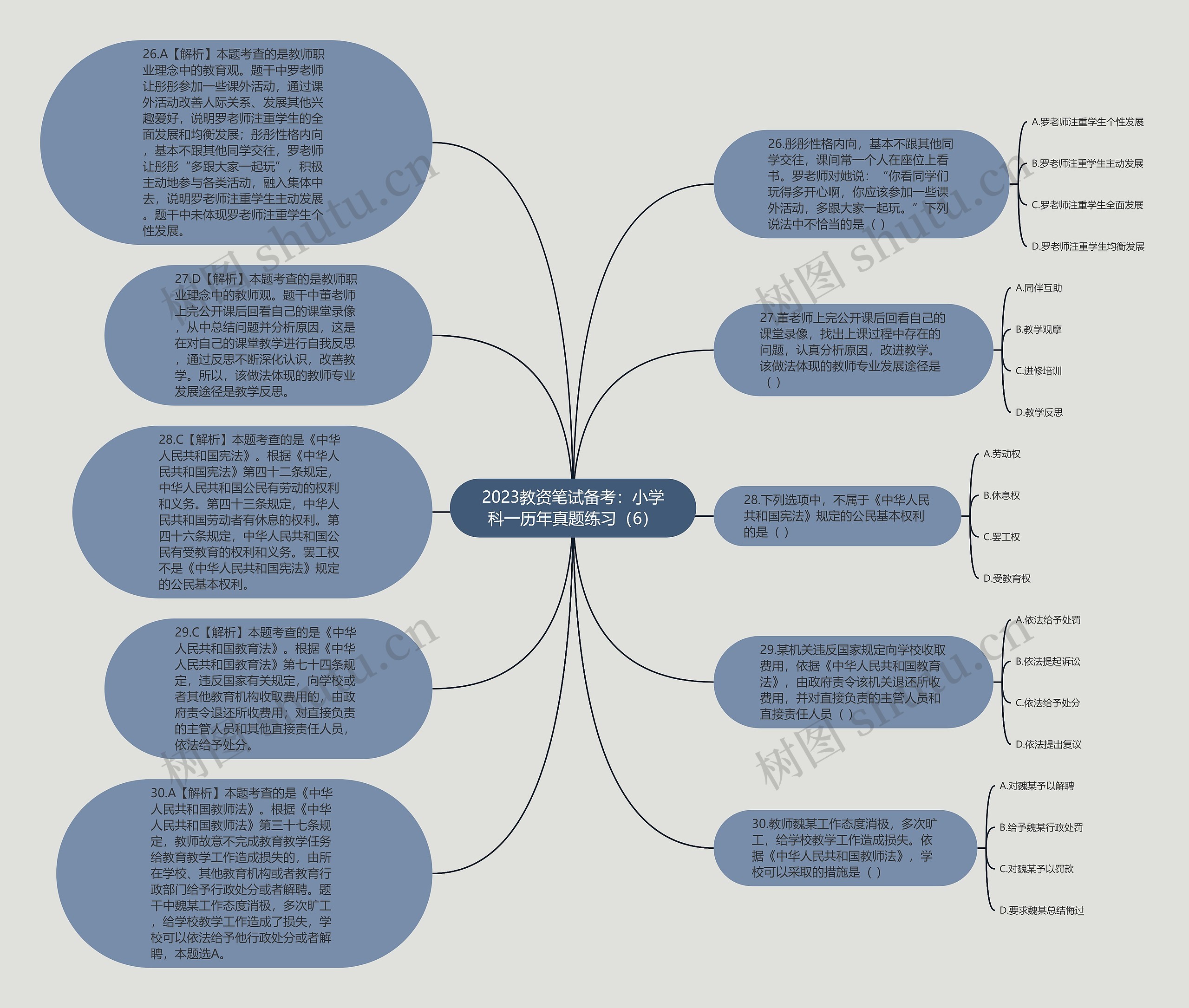 2023教资笔试备考：小学科一历年真题练习（6）思维导图