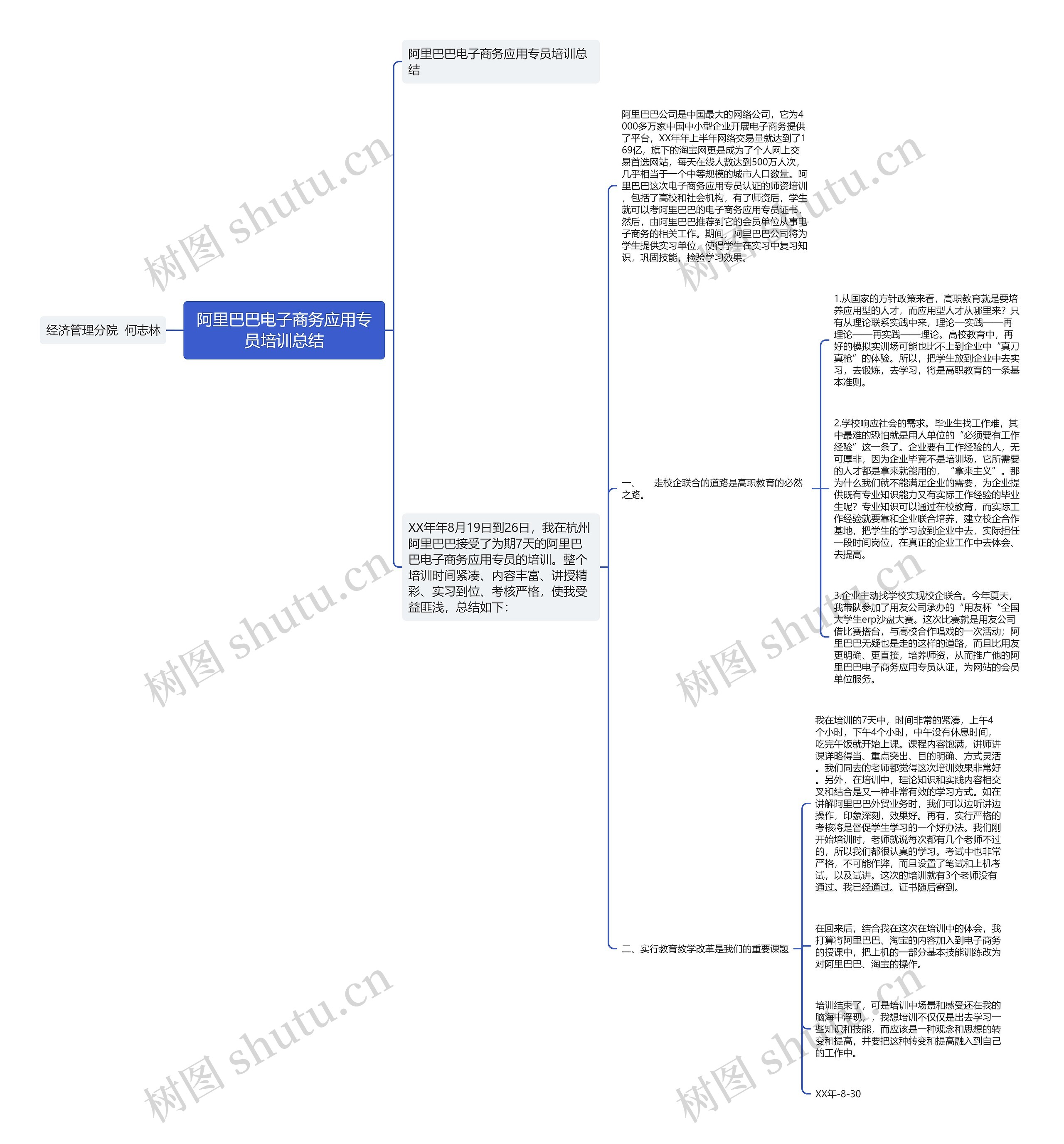 阿里巴巴电子商务应用专员培训总结思维导图