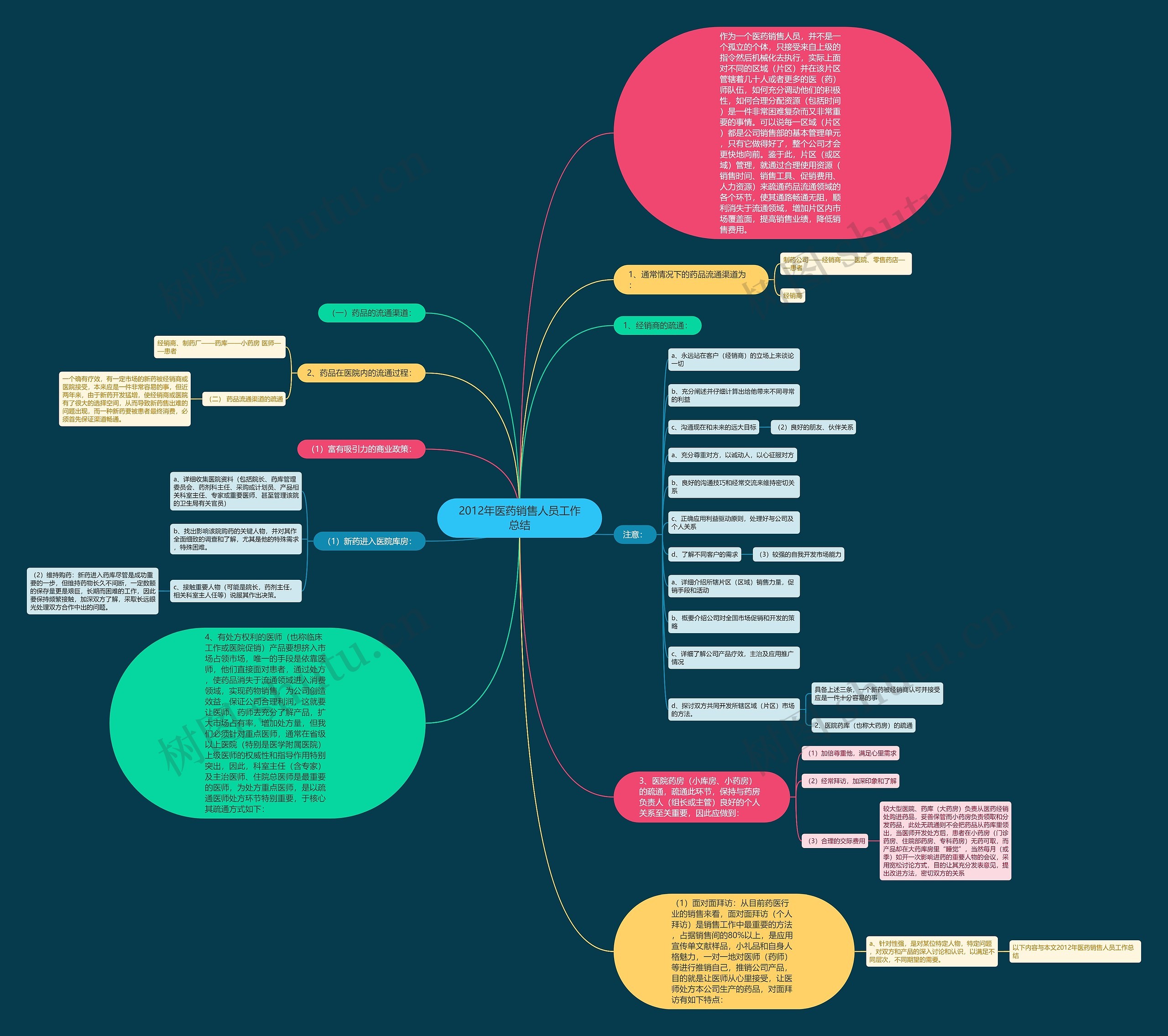2012年医药销售人员工作总结思维导图