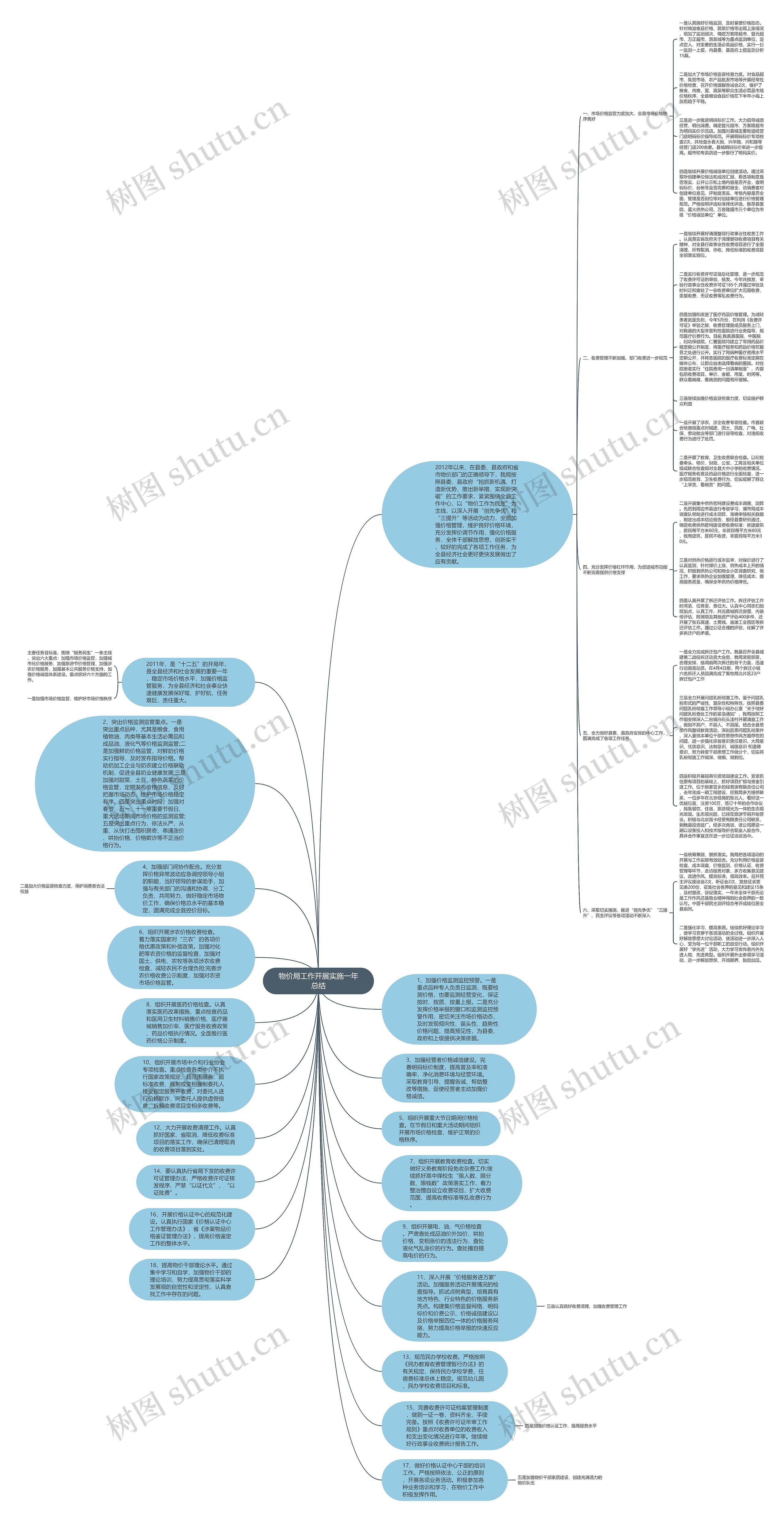 物价局工作开展实施一年总结思维导图