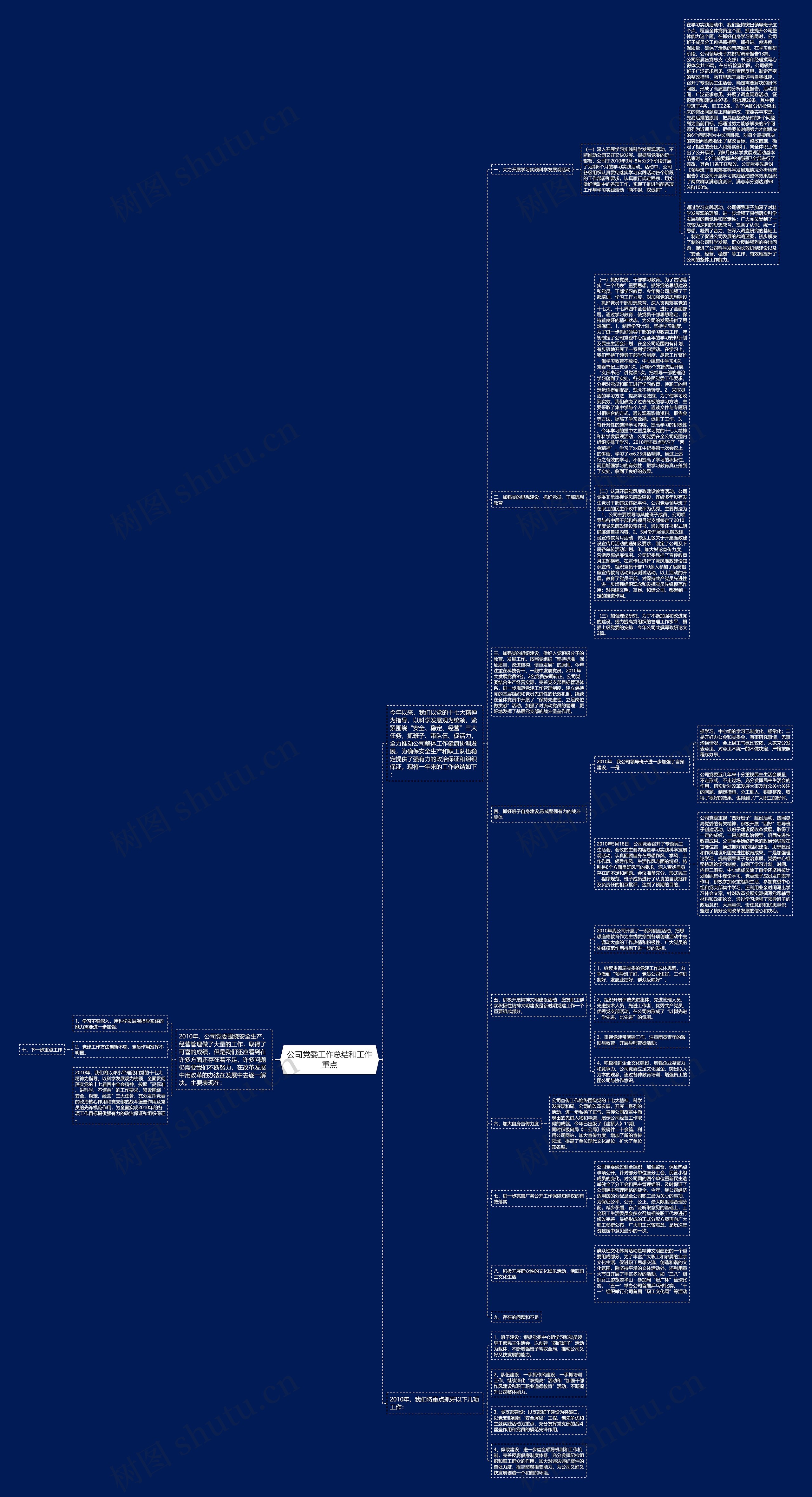 公司党委工作总结和工作重点 公司党委工作总结和工作重点
