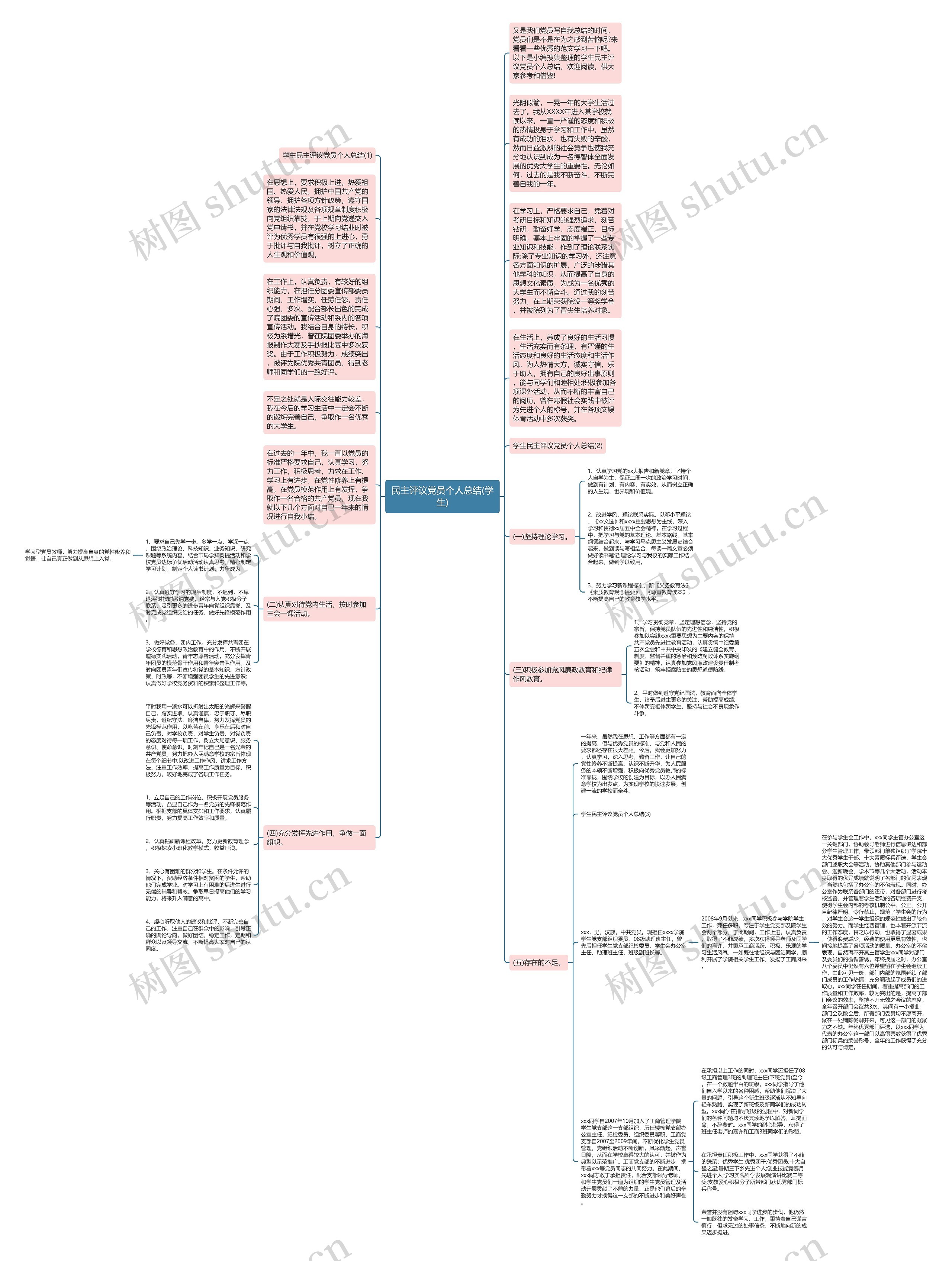 民主评议党员个人总结(学生)思维导图
