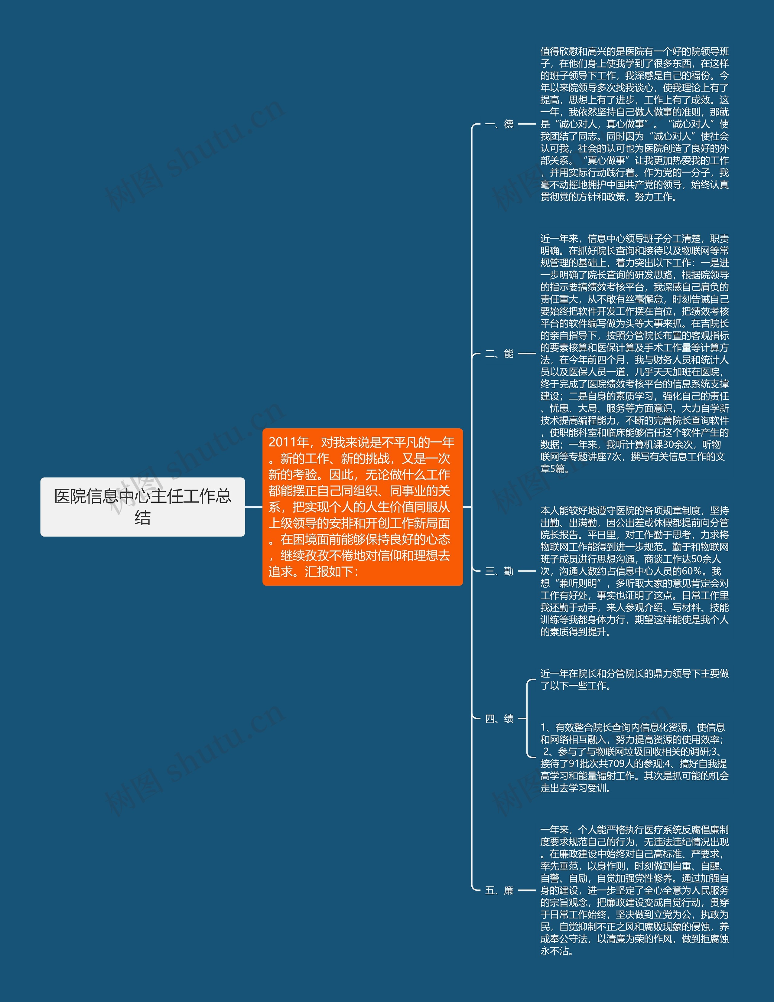 医院信息中心主任工作总结思维导图