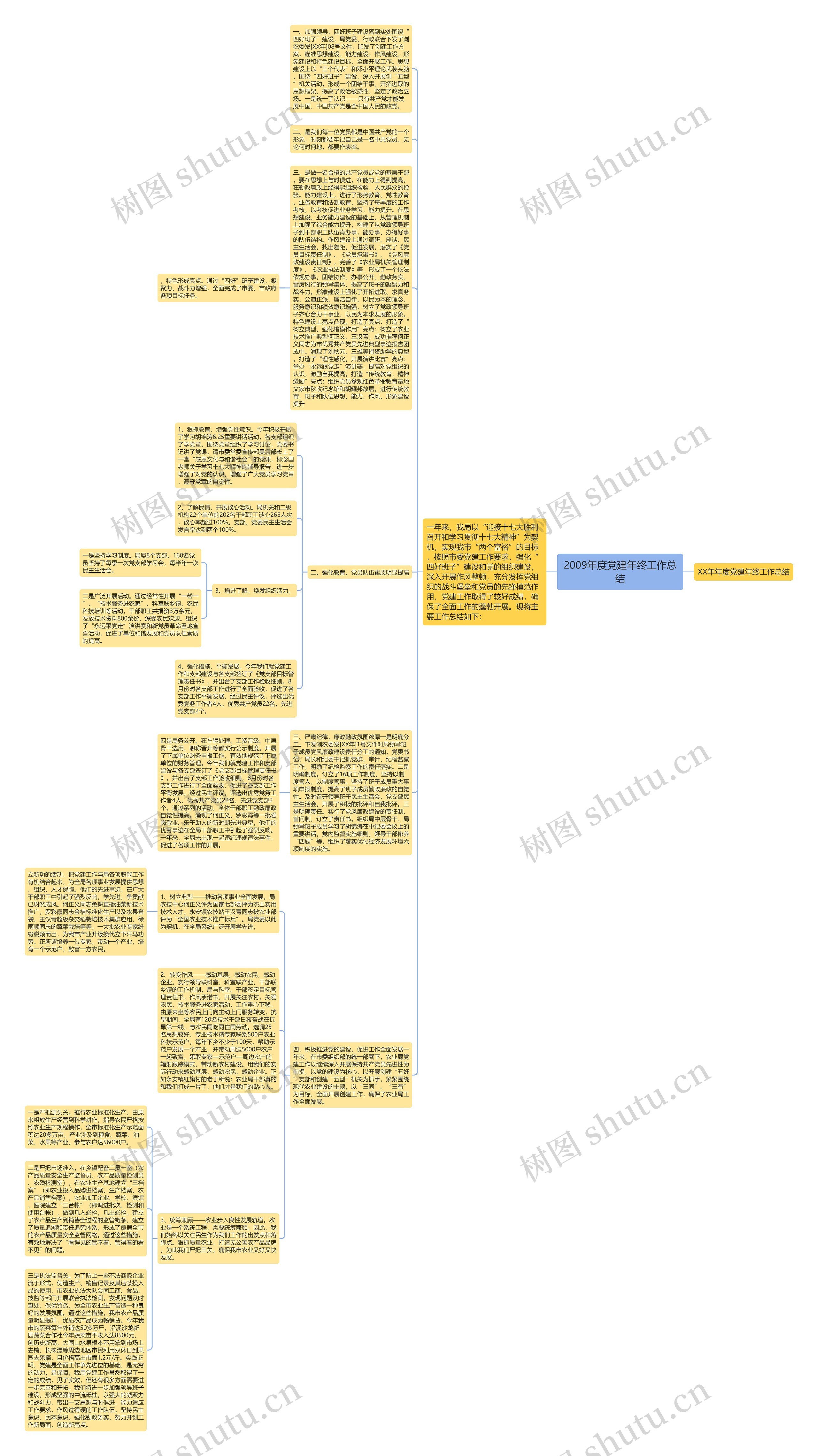 2009年度党建年终工作总结思维导图