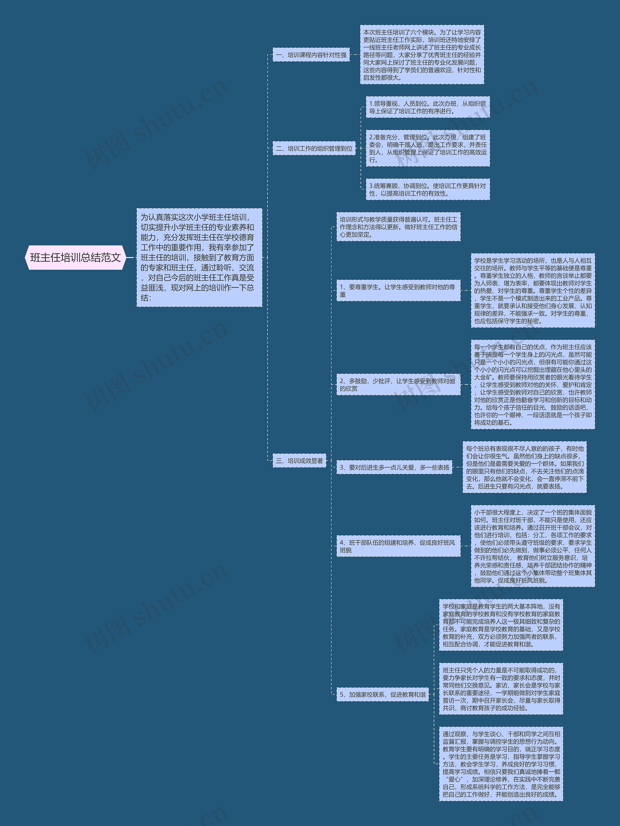 班主任培训总结范文思维导图