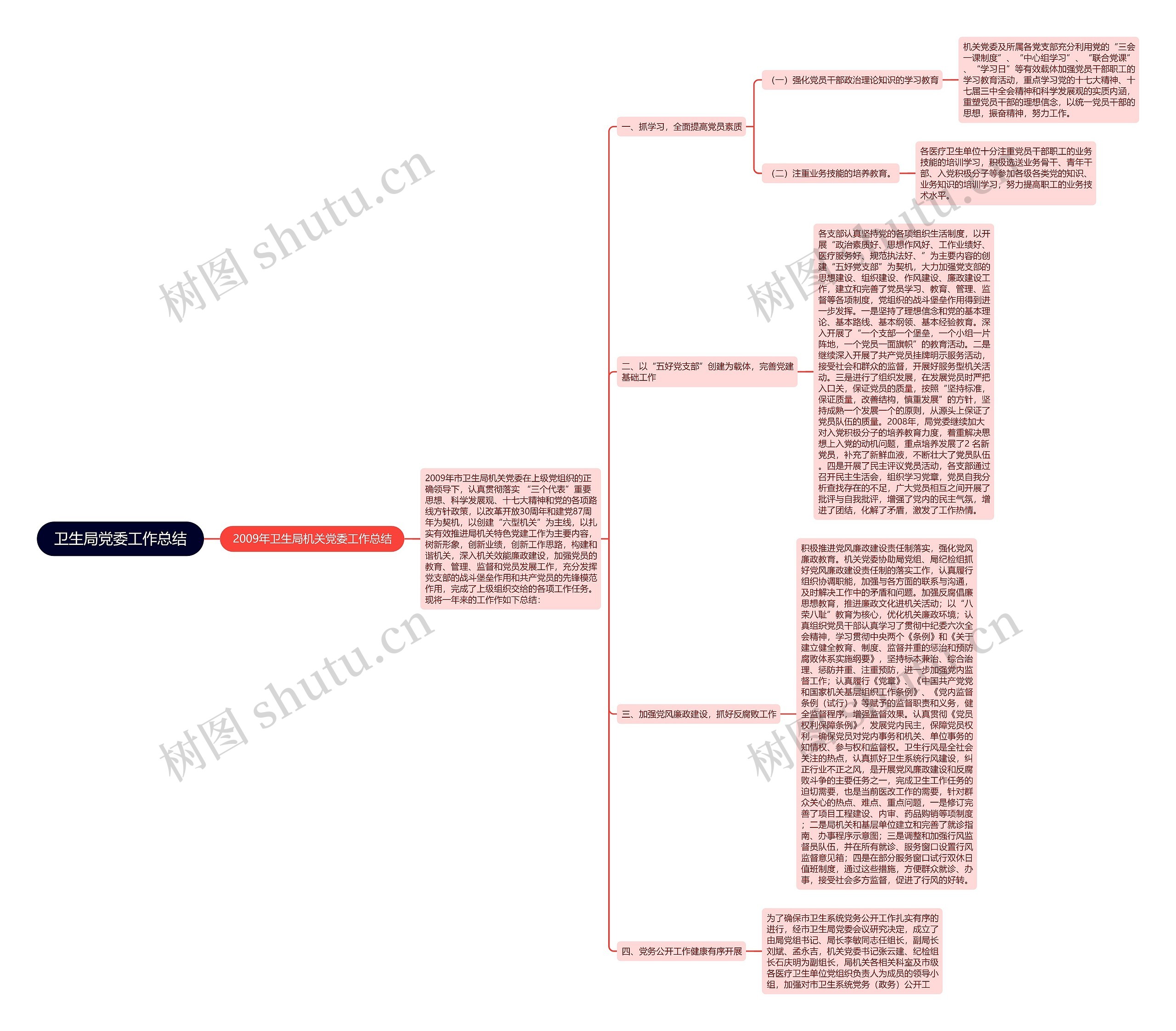 卫生局党委工作总结思维导图