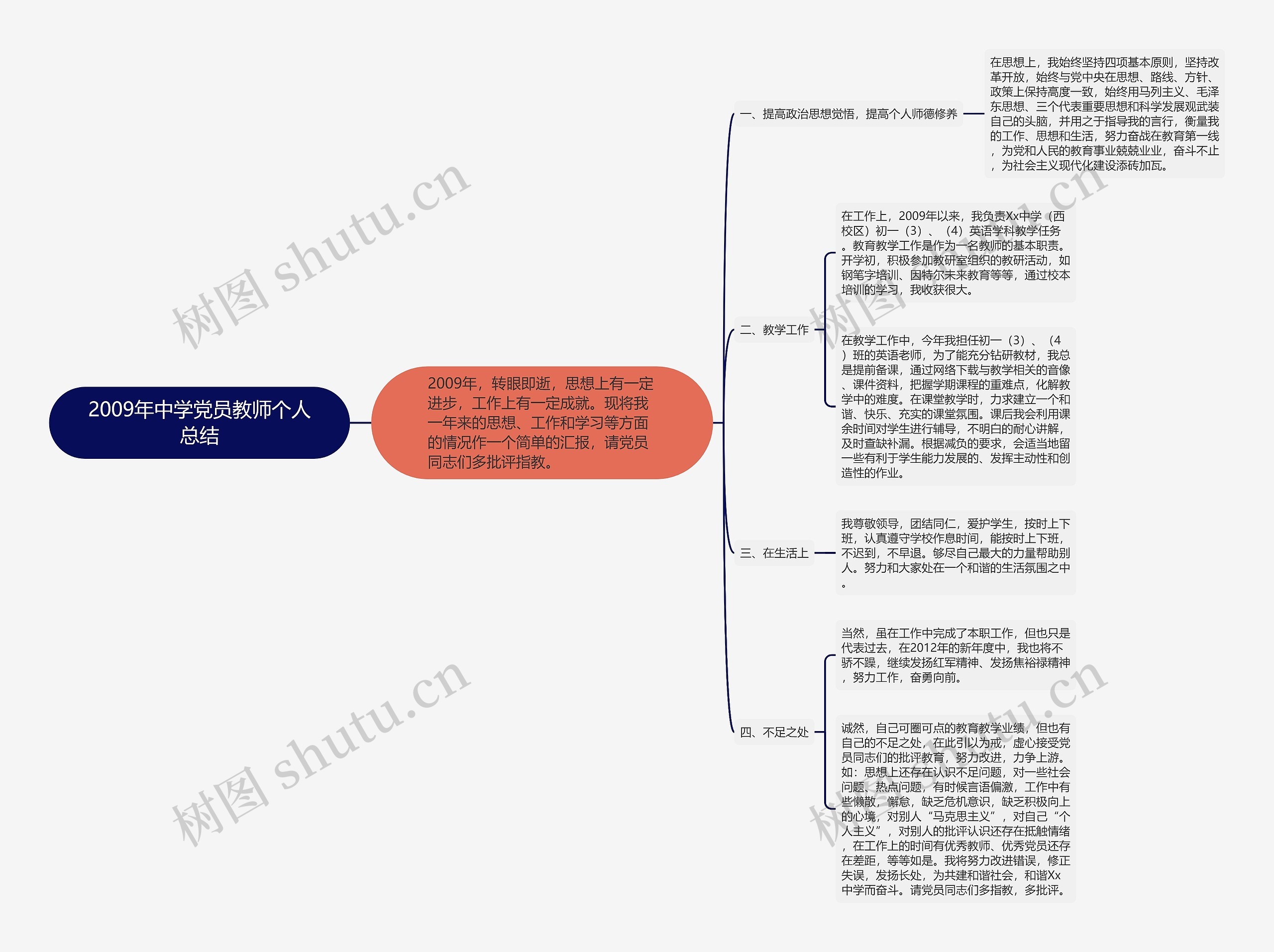 2009年中学党员教师个人总结思维导图