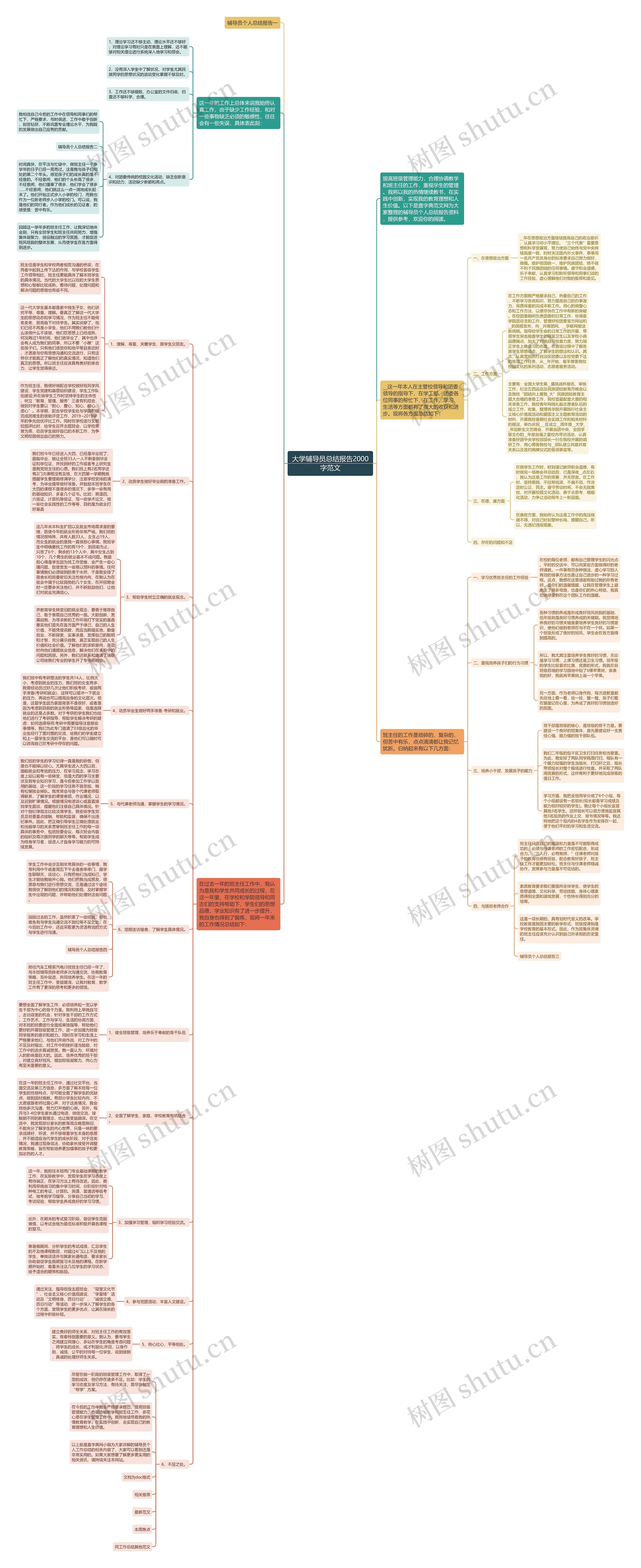 大学辅导员总结报告2000字范文思维导图