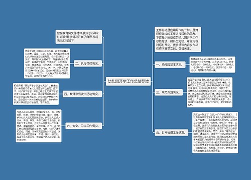 幼儿园开学工作总结荐读