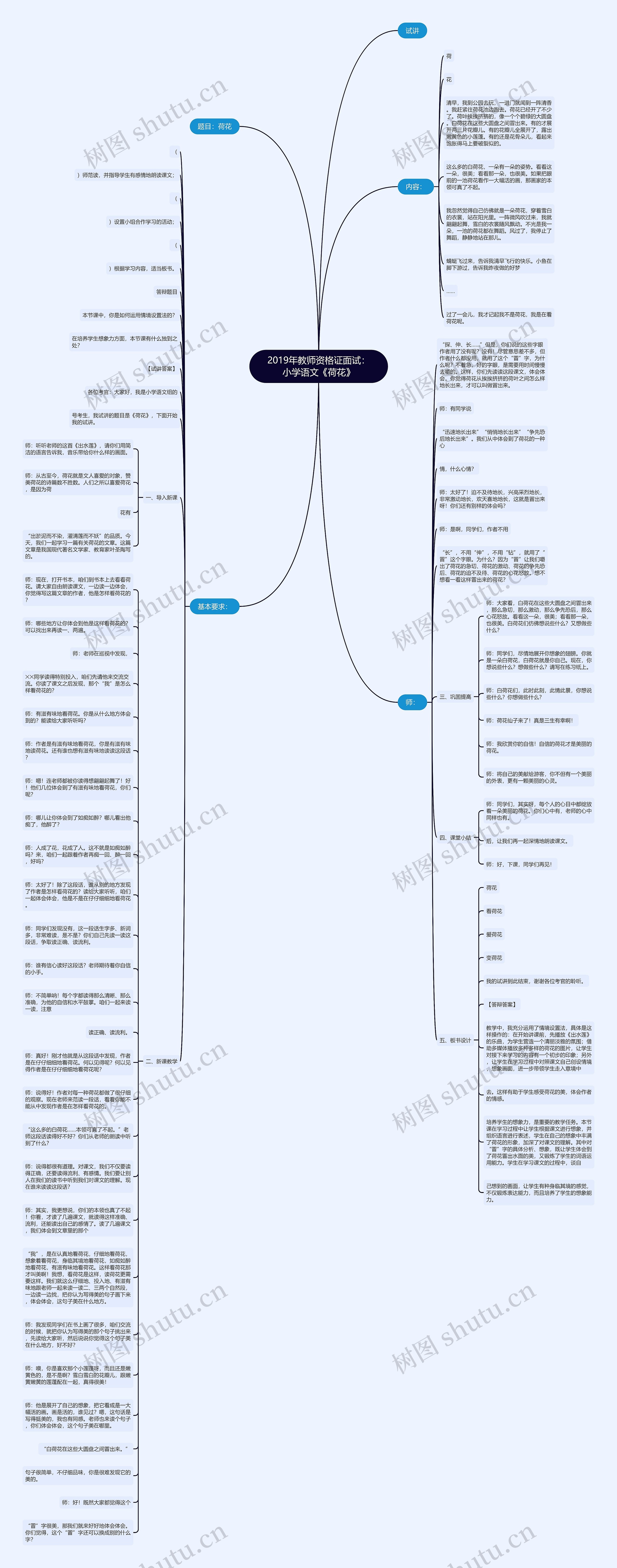 2019年教师资格证面试：小学语文《荷花》思维导图
