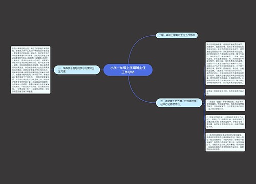 小学一年级上学期班主任工作总结