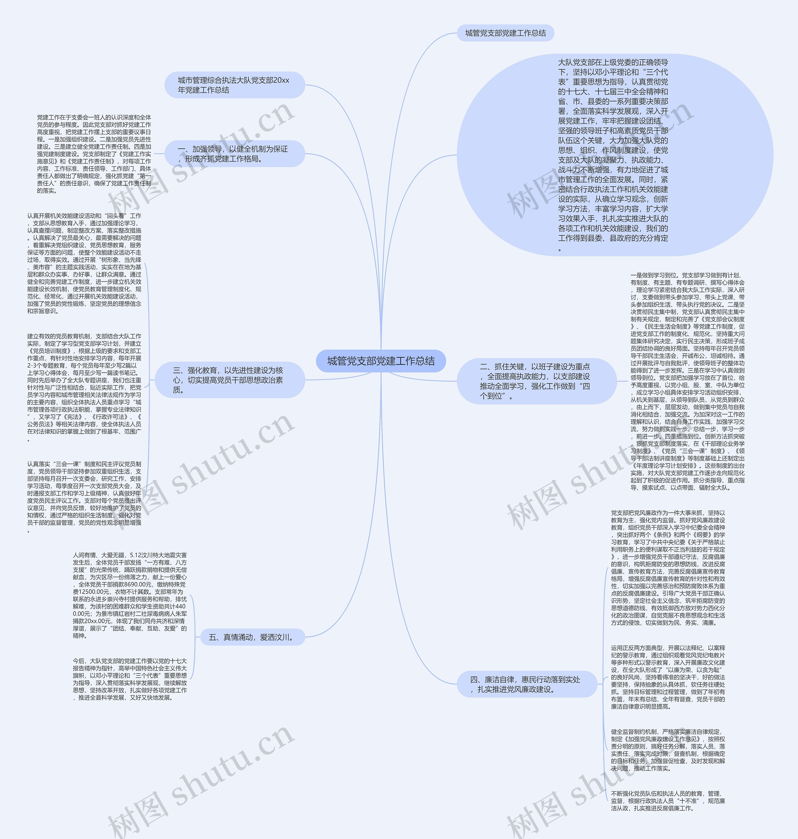 城管党支部党建工作总结思维导图