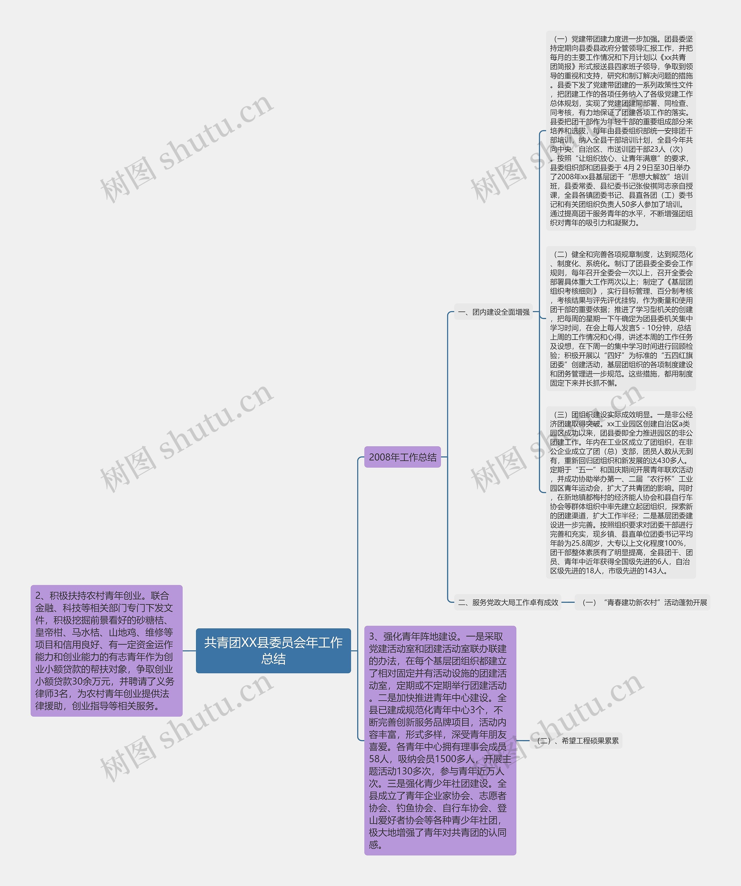 共青团XX县委员会年工作总结思维导图