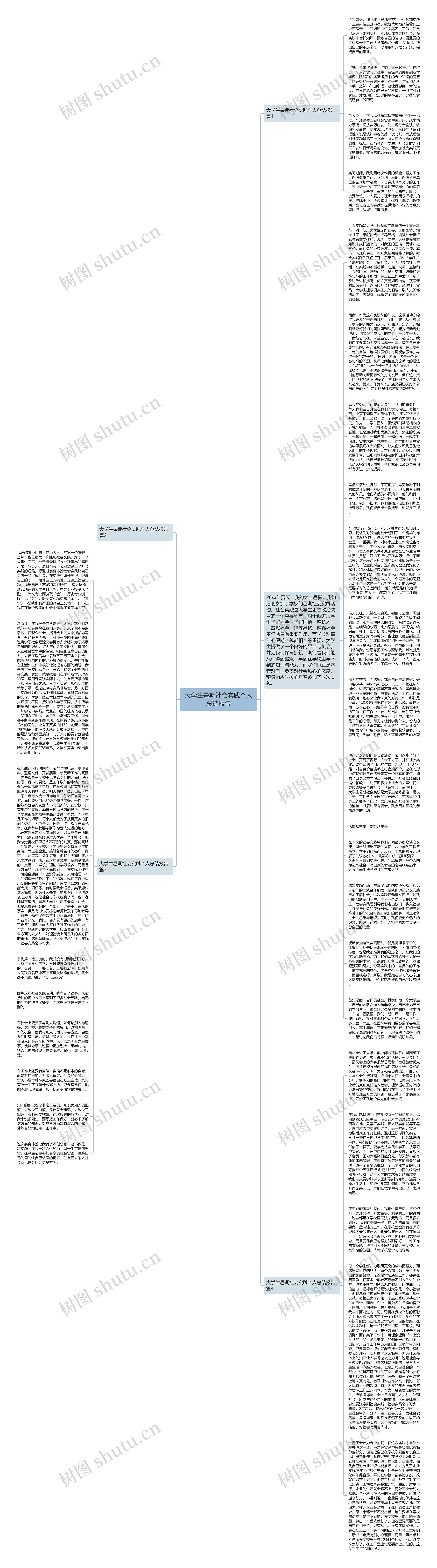 大学生暑期社会实践个人总结报告思维导图