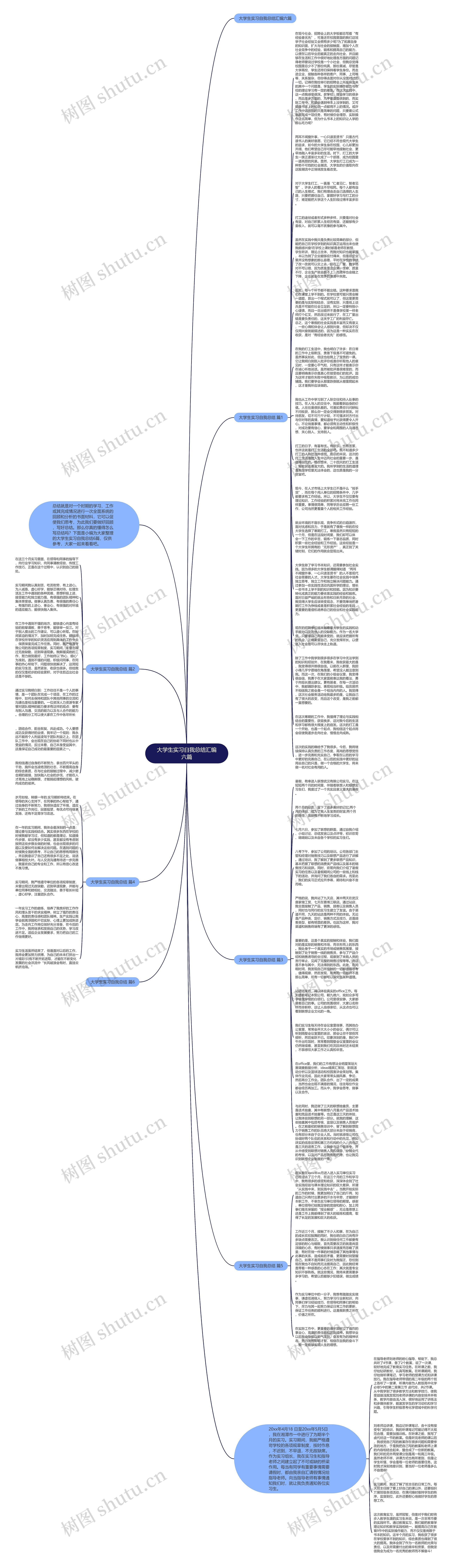 大学生实习自我总结汇编六篇思维导图