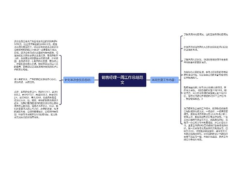 销售经理一周工作总结范文