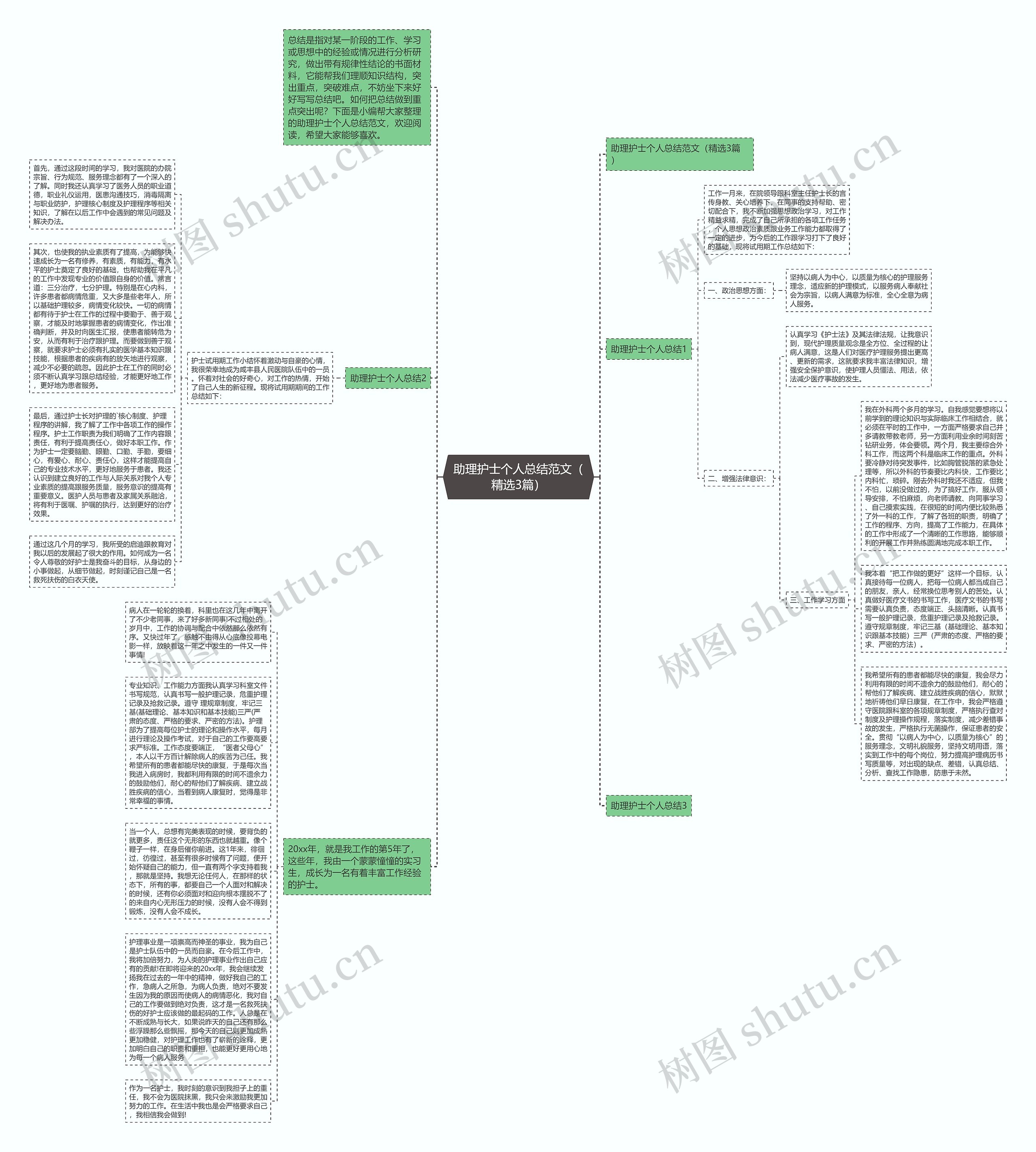 助理护士个人总结范文（精选3篇）思维导图