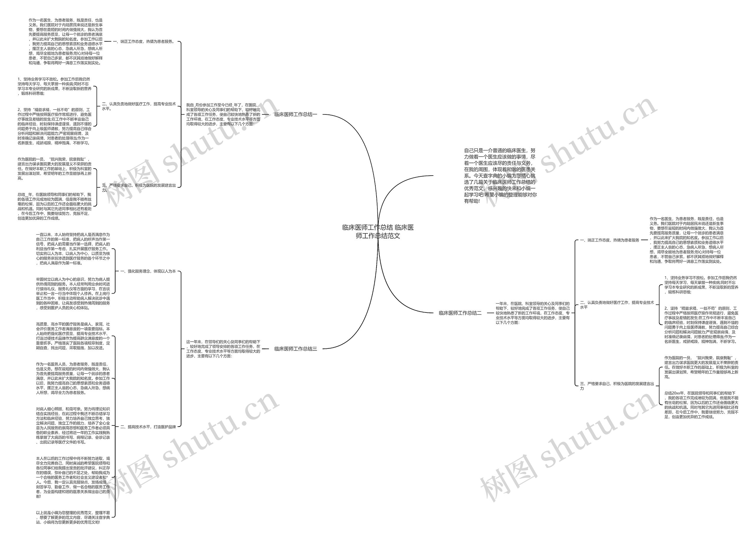 临床医师工作总结 临床医师工作总结范文思维导图