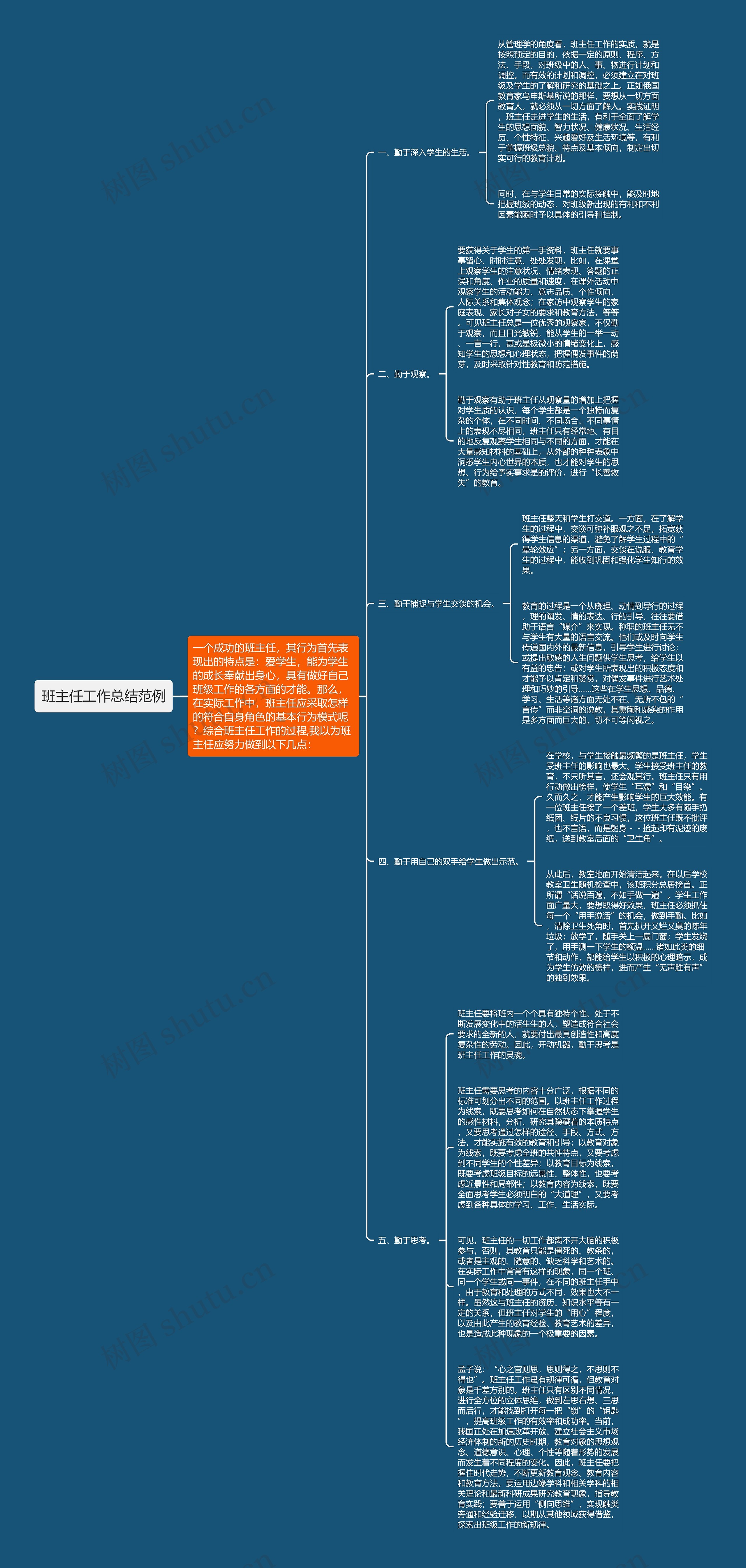 班主任工作总结范例思维导图