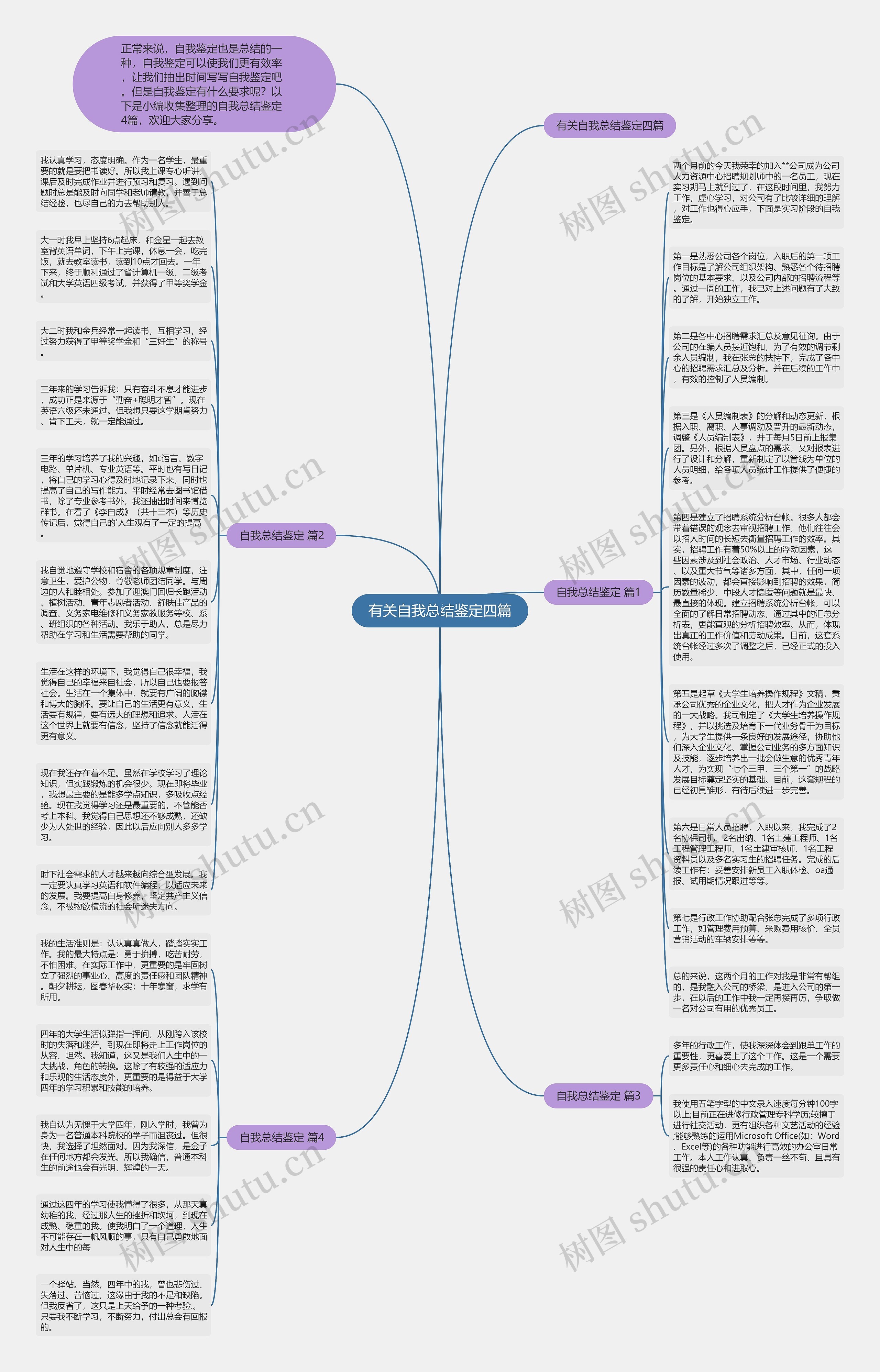 有关自我总结鉴定四篇思维导图