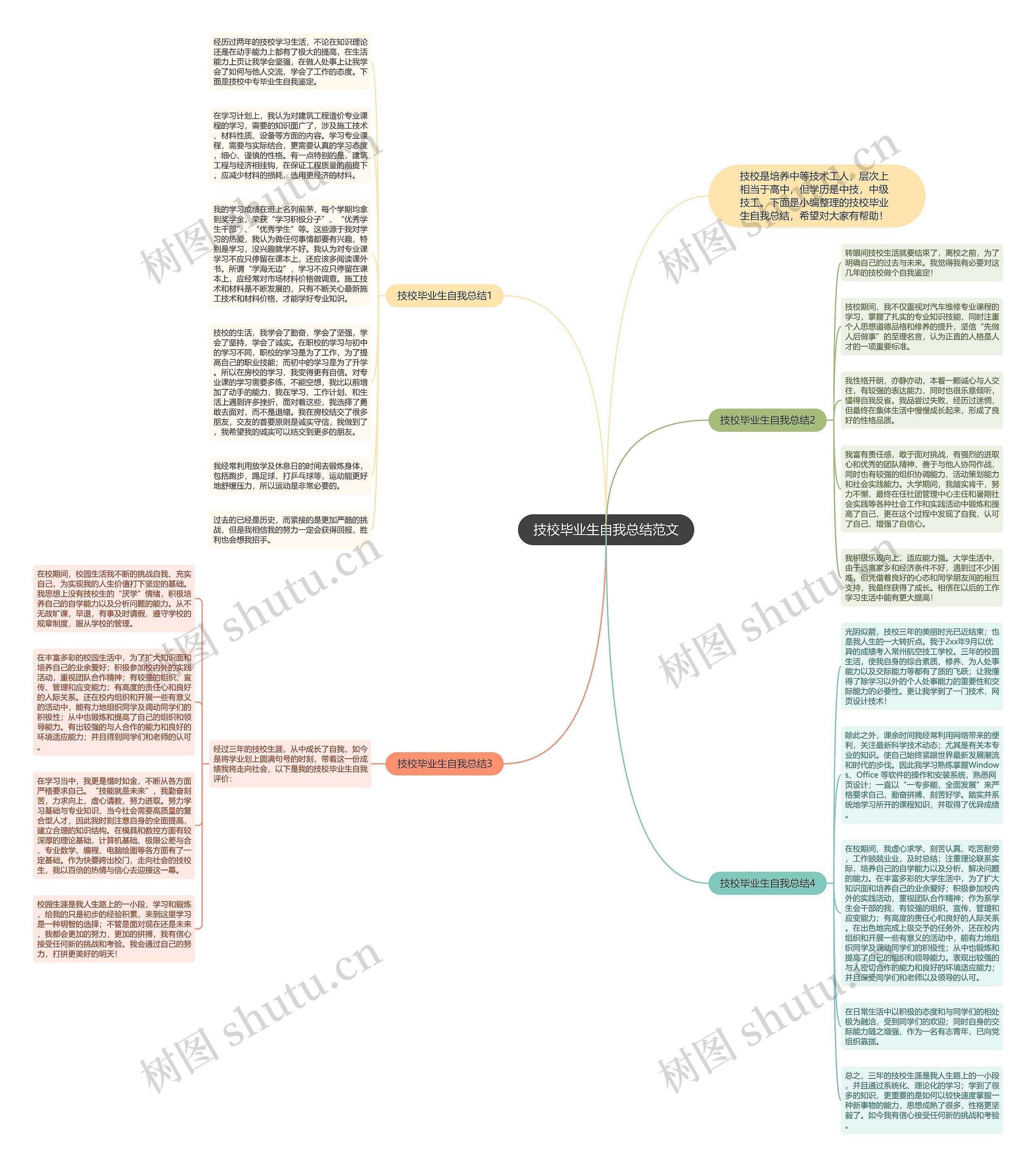 技校毕业生自我总结范文思维导图