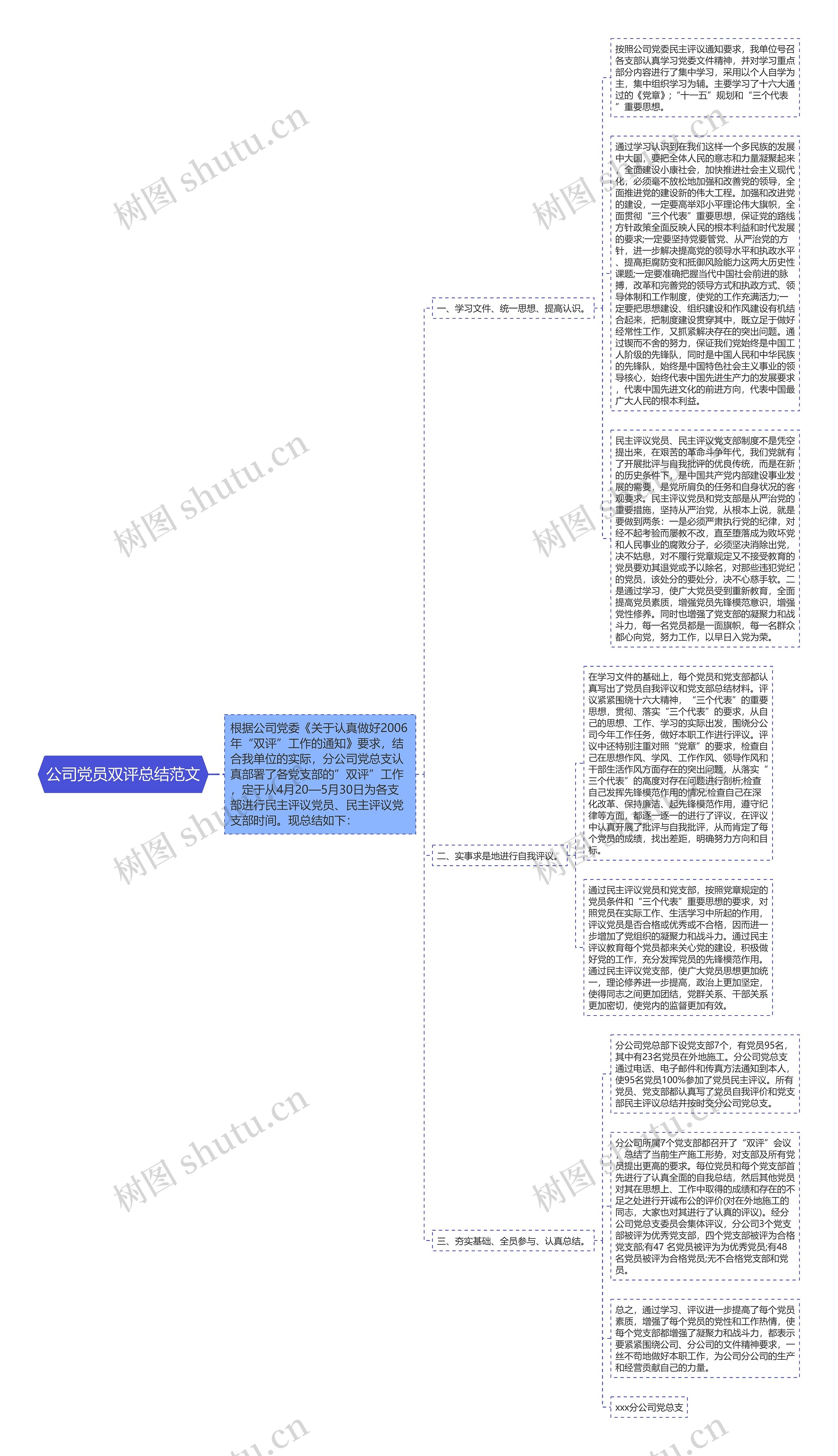 公司党员双评总结范文思维导图