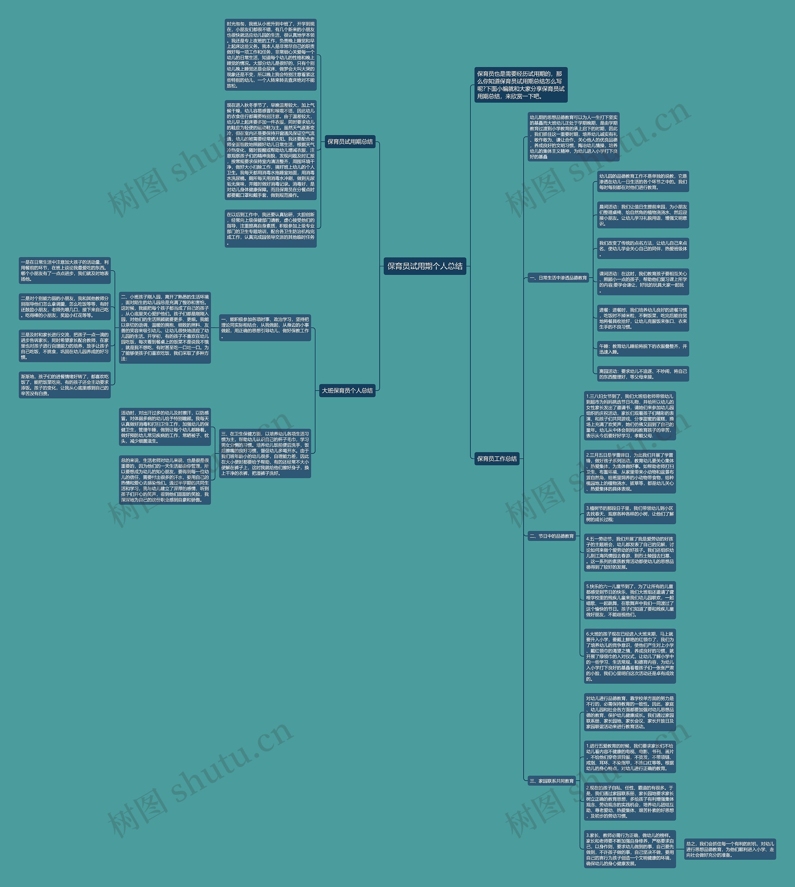 保育员试用期个人总结思维导图